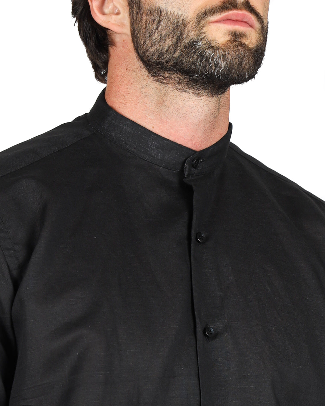 Positano - Black Korean linen shirt