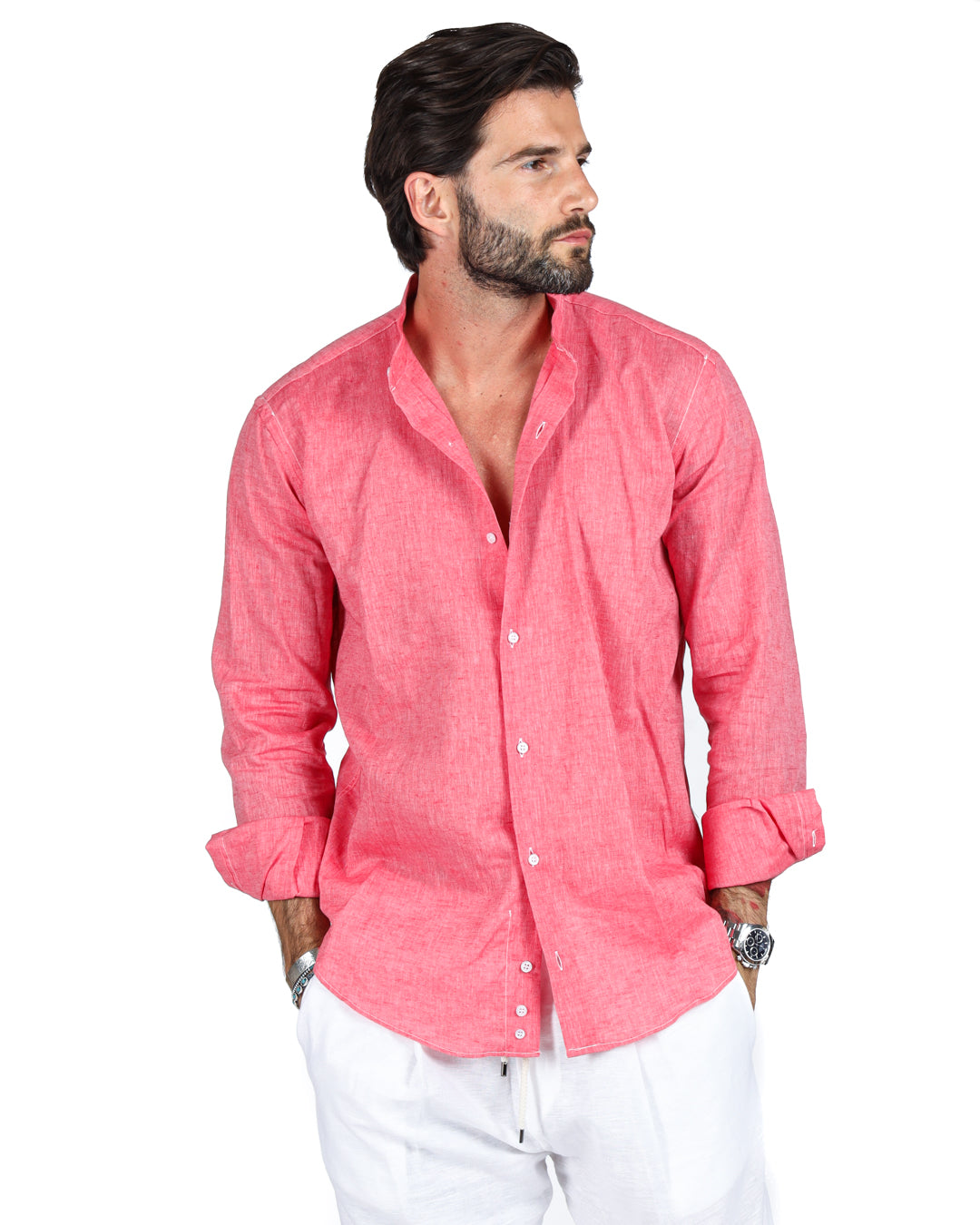 Positano - Chemise coréenne en lin corail