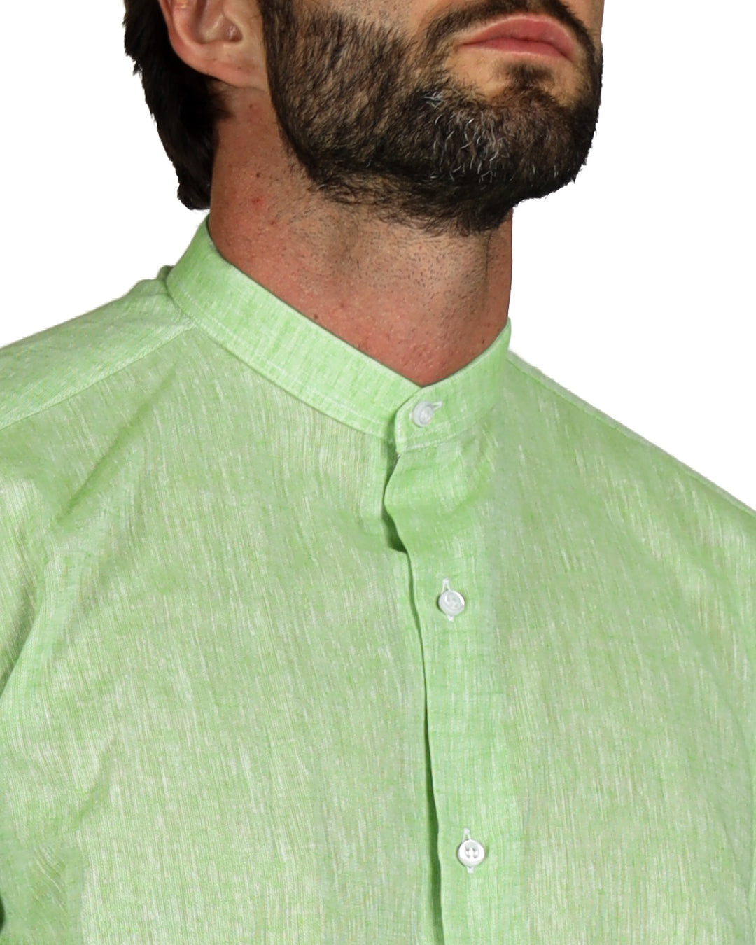 Positano - Chemise coréenne en lin vert pomme