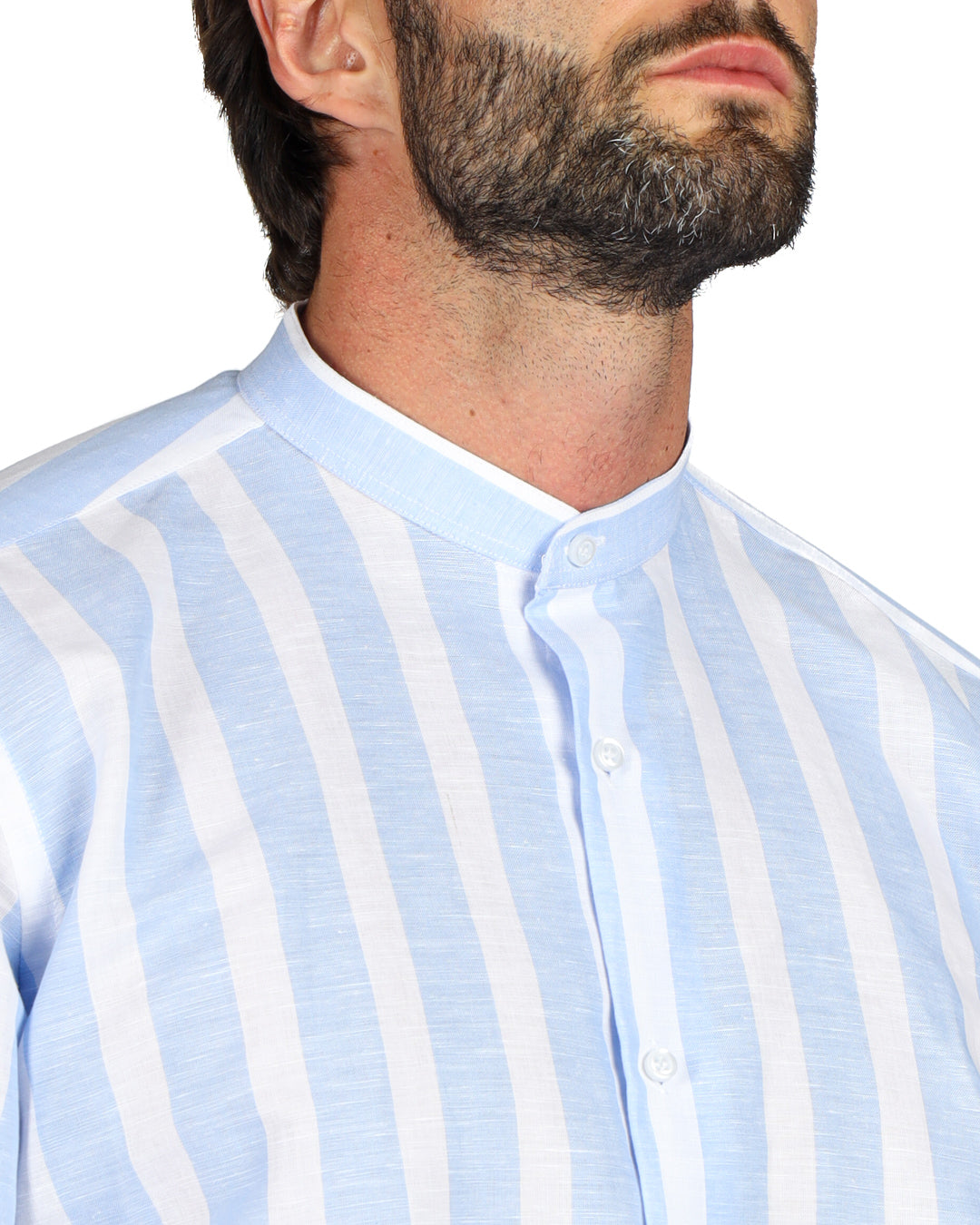 Amalfi - Korean shirt with maxi stripes in light blue