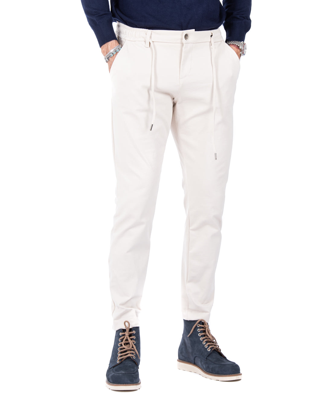Mustang - pantalon en point de Milan crème