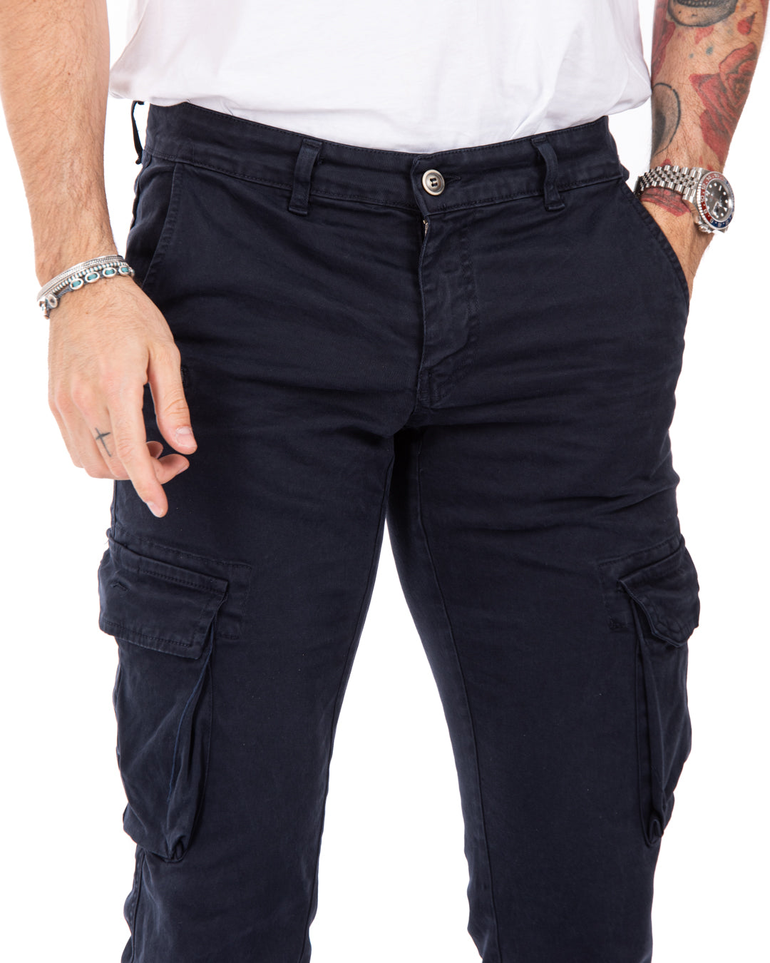 Roy - pantalon cargo bleu