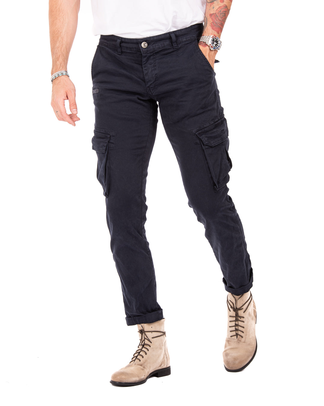 Roy - pantalon cargo bleu