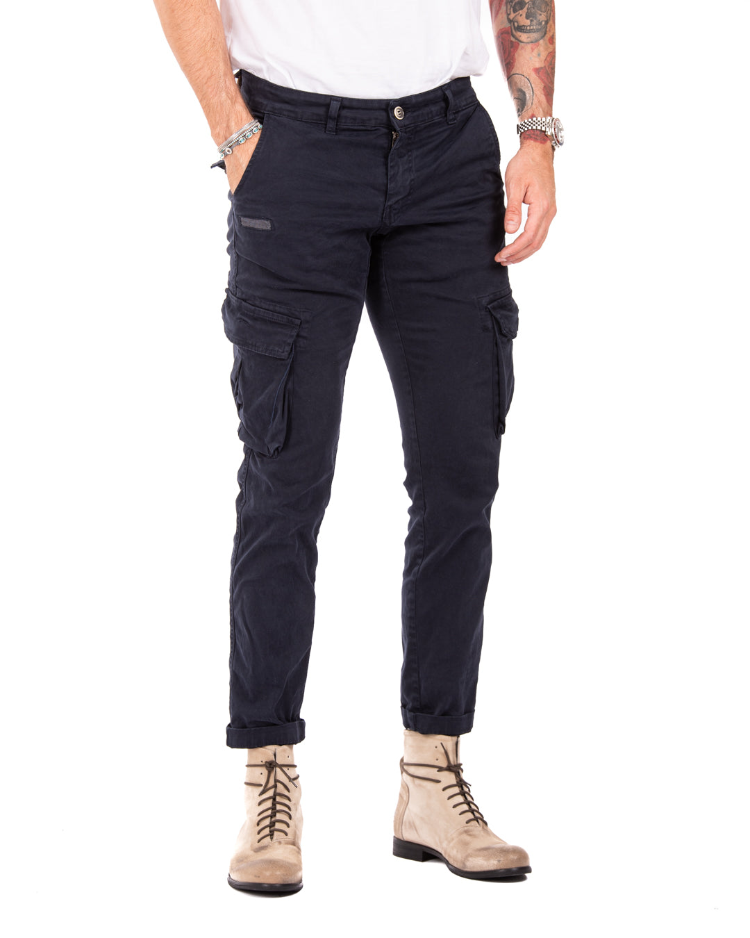 Roy - pantalon cargo bleu