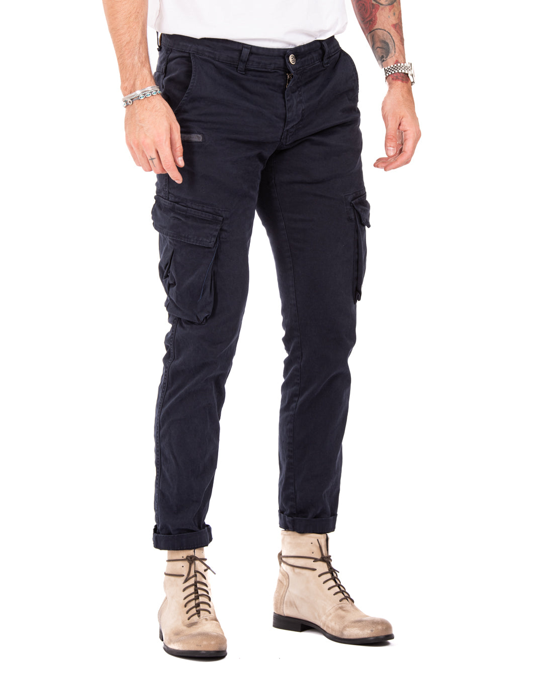 Roy - pantalon cargo bleu