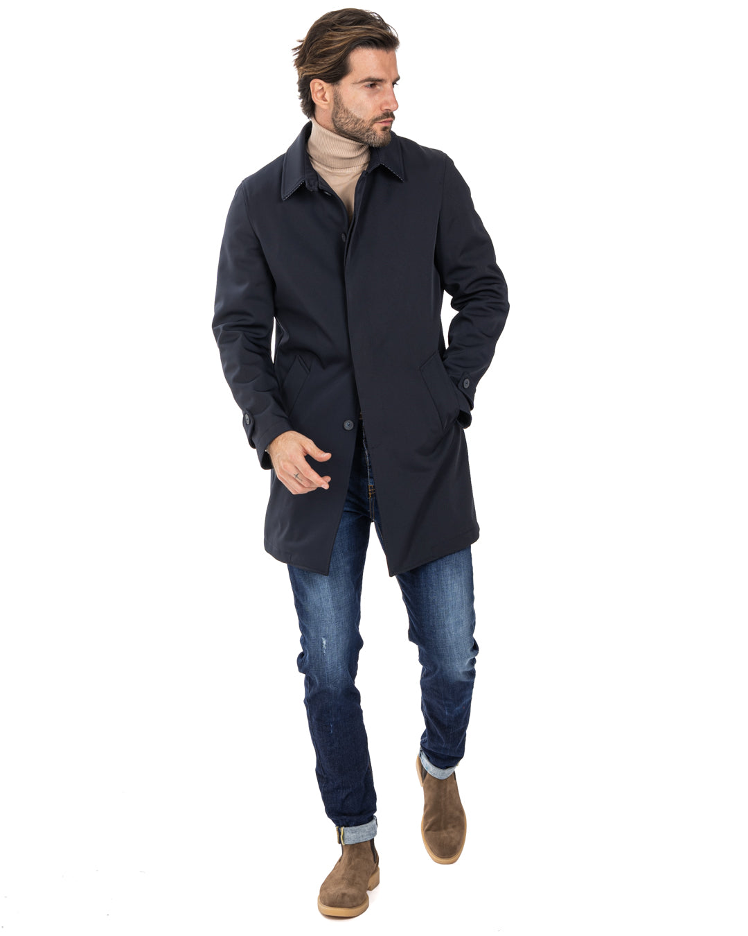 Tyler - blue technical trench coat