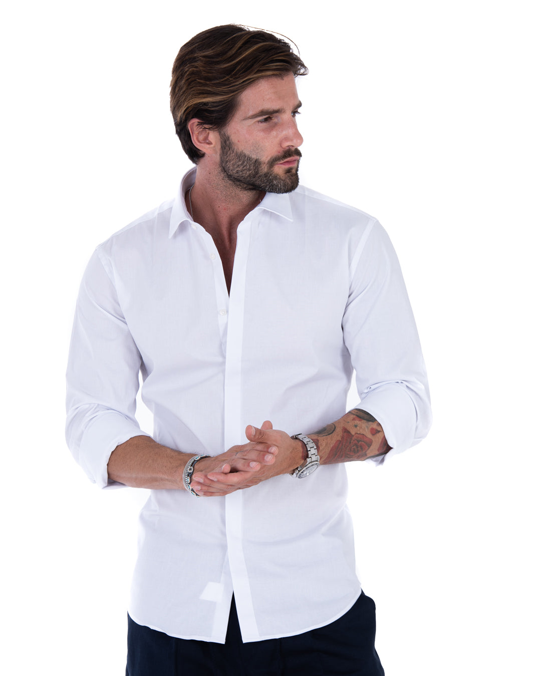 Shirt - classic white basic in cotton