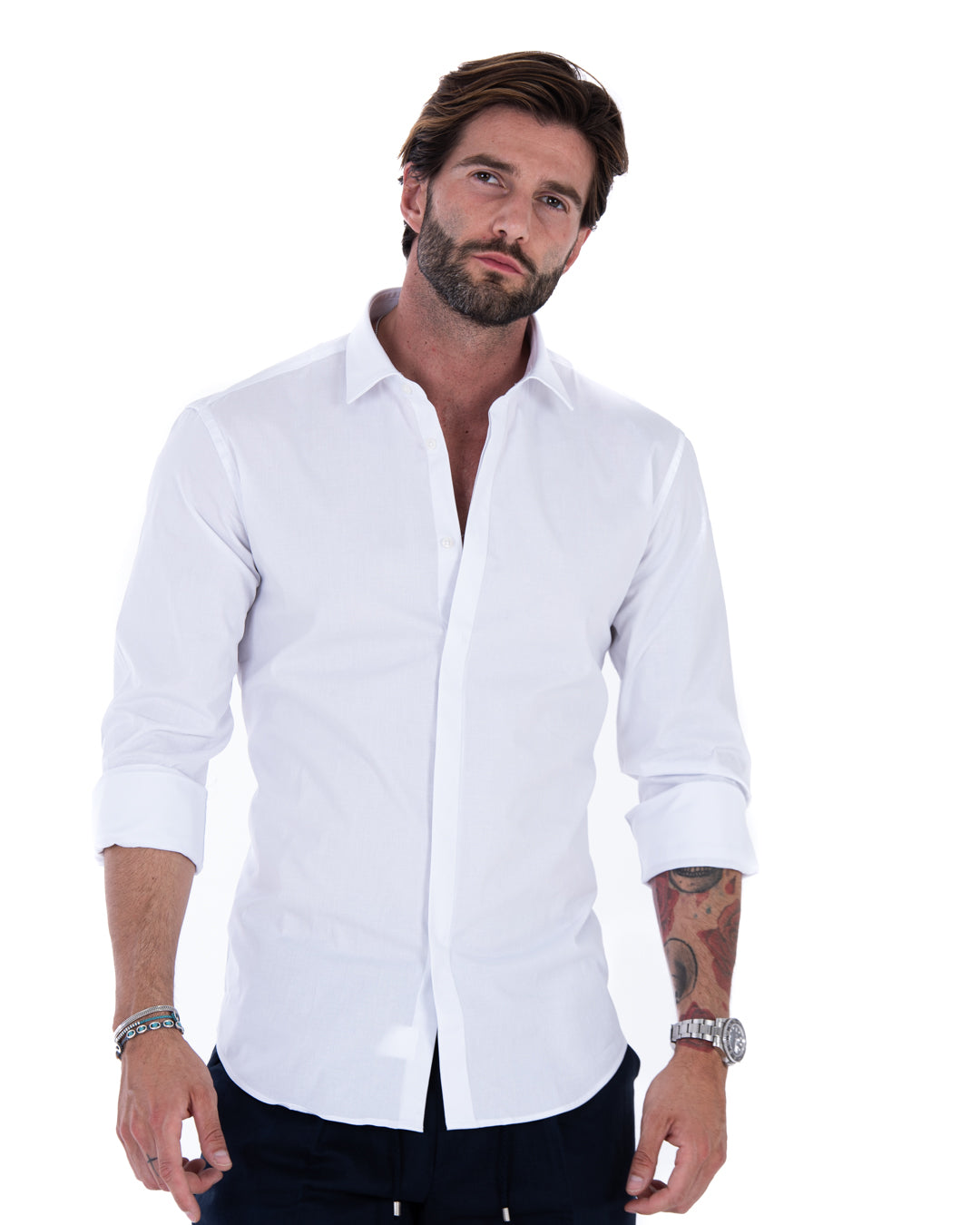 Shirt - classic white basic in cotton