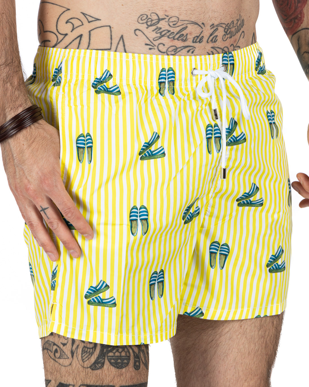 Maillot de bain - Motif espadrilles rayures jaunes