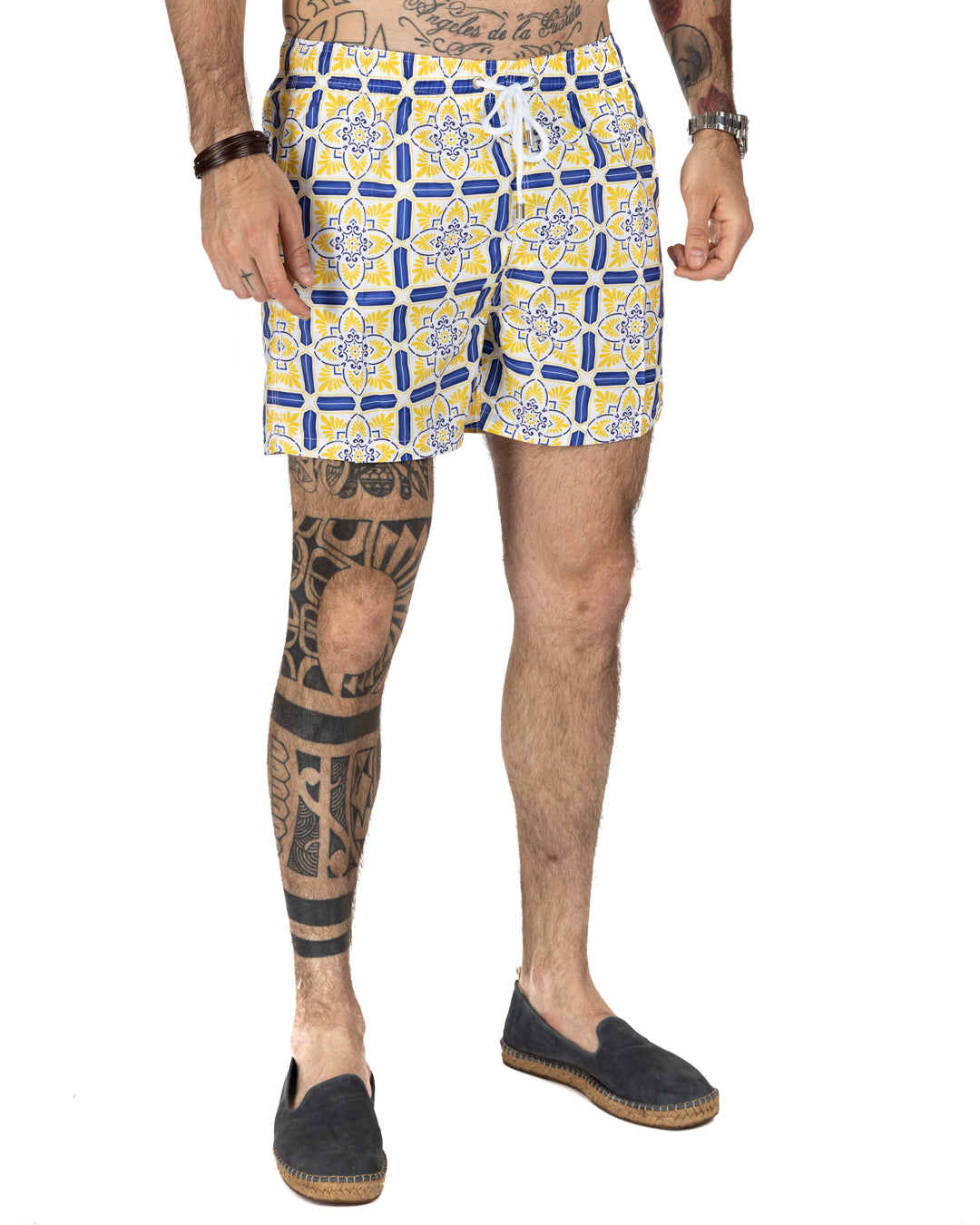 Maillot de bain - Motif majolique jaune