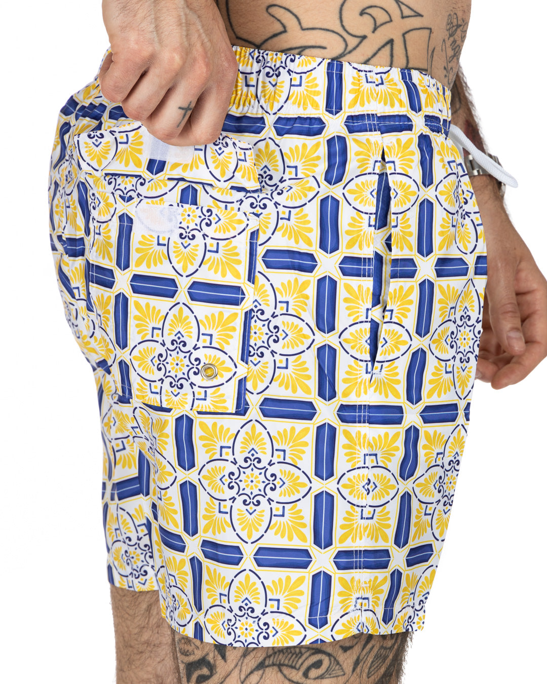 Maillot de bain - Motif majolique jaune