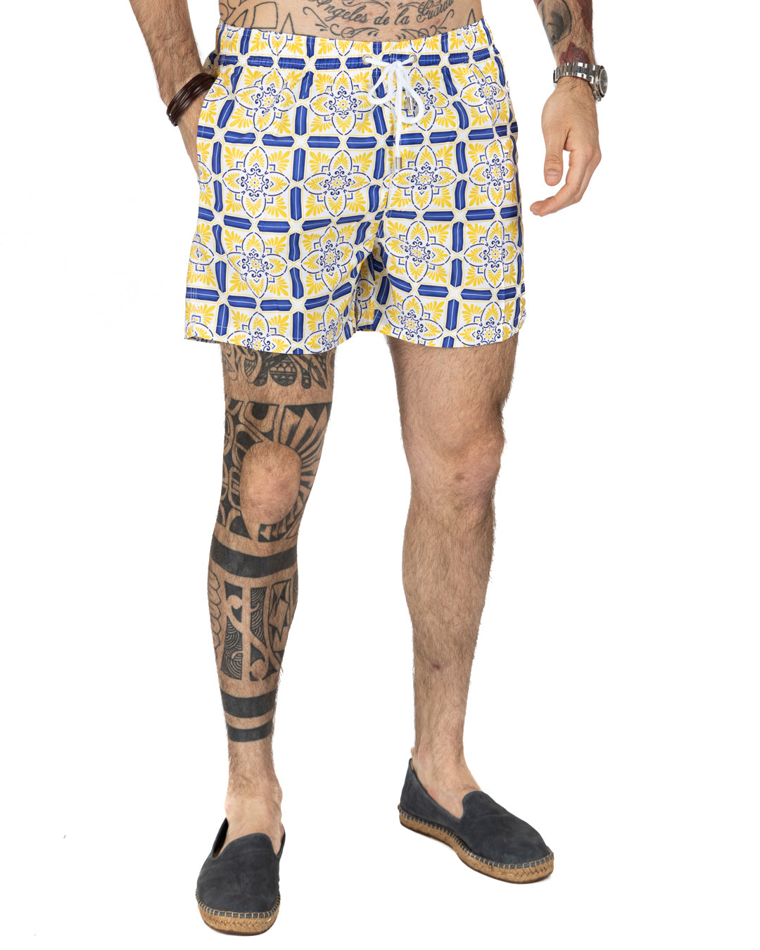 Maillot de bain - Motif majolique jaune
