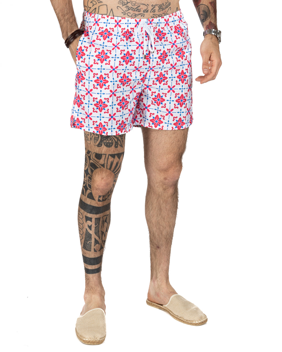 Maillot de bain - Motif faïence rose