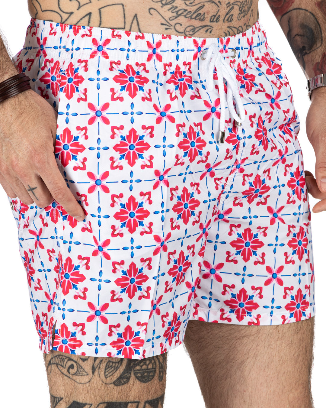 Maillot de bain - Motif faïence rose