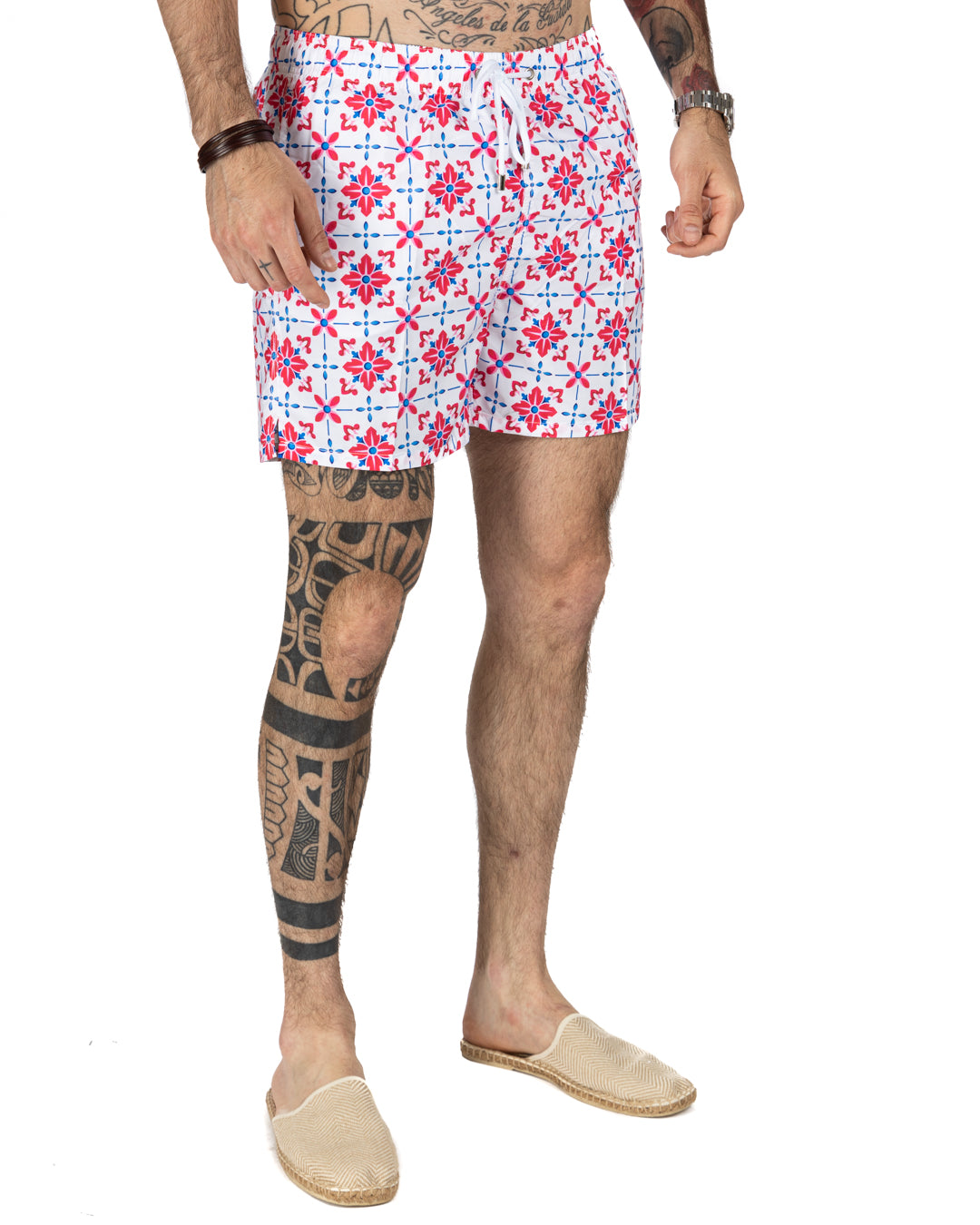 Maillot de bain - Motif faïence rose