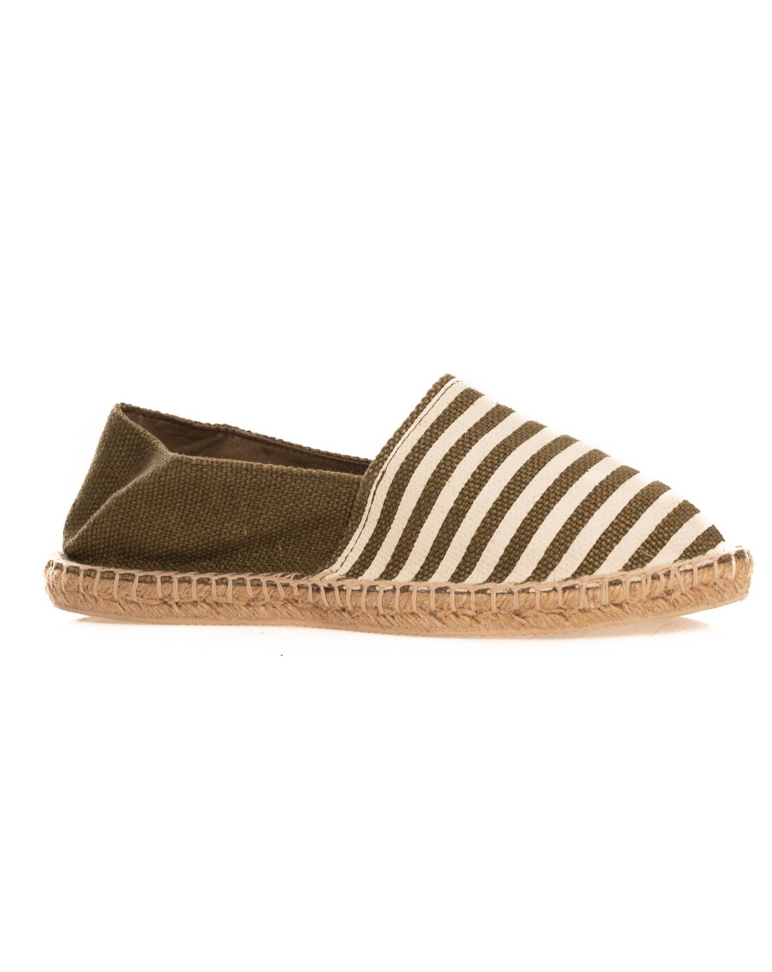 MILITARY GREEN STRIPED ESPADRILLES