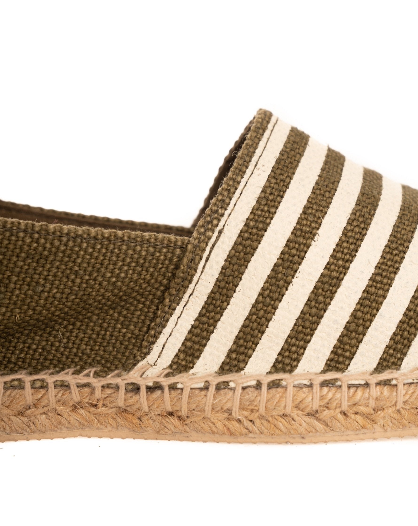 MILITARY GREEN STRIPED ESPADRILLES