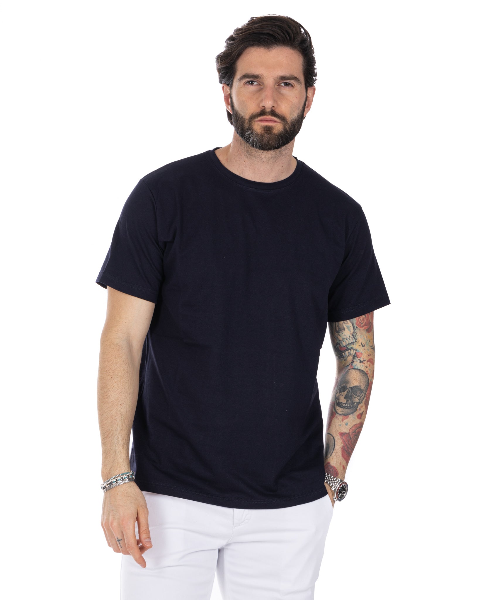 Harry - t-shirt bleu en coton stretch