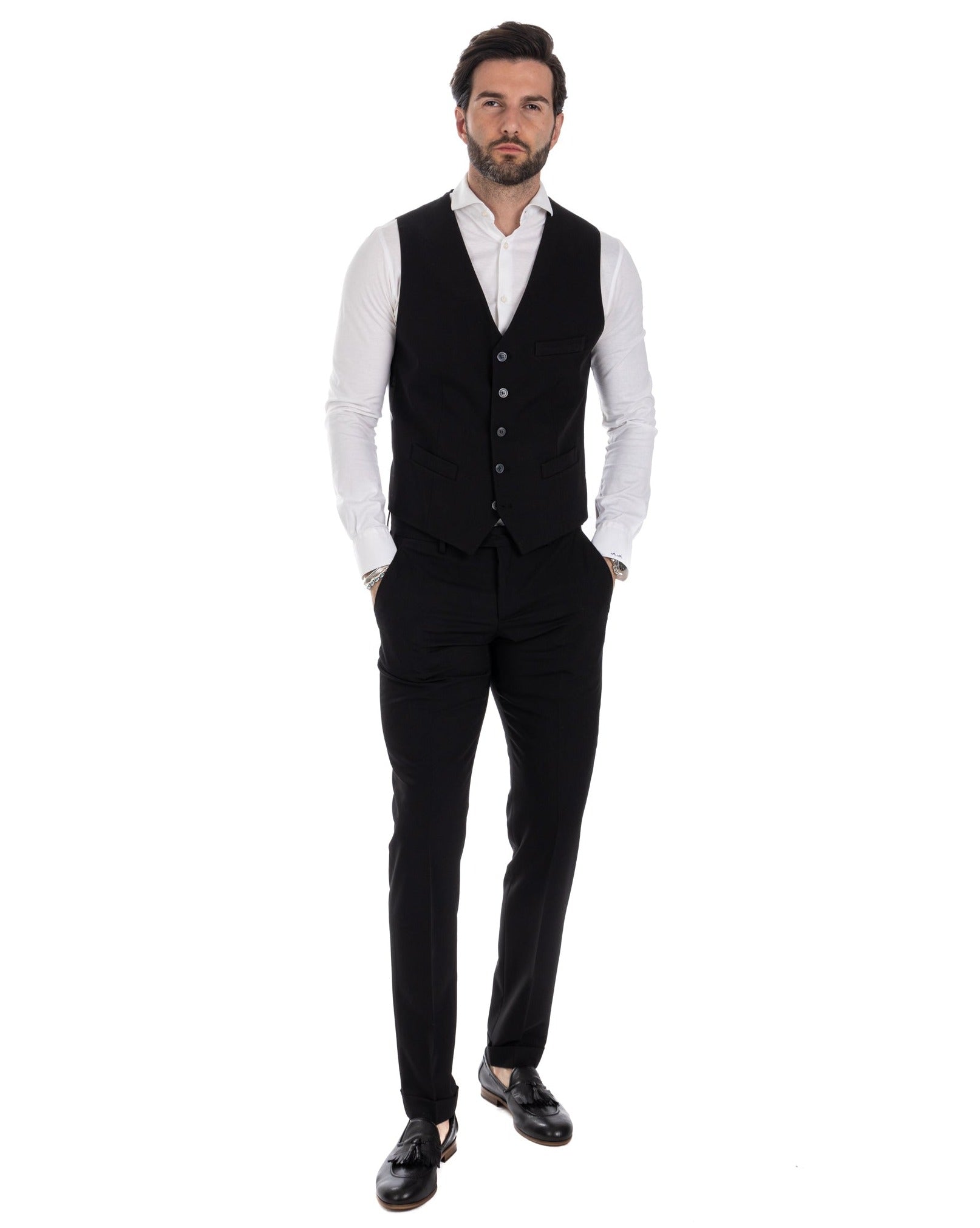 Dresde - gilet noir à simple boutonnage