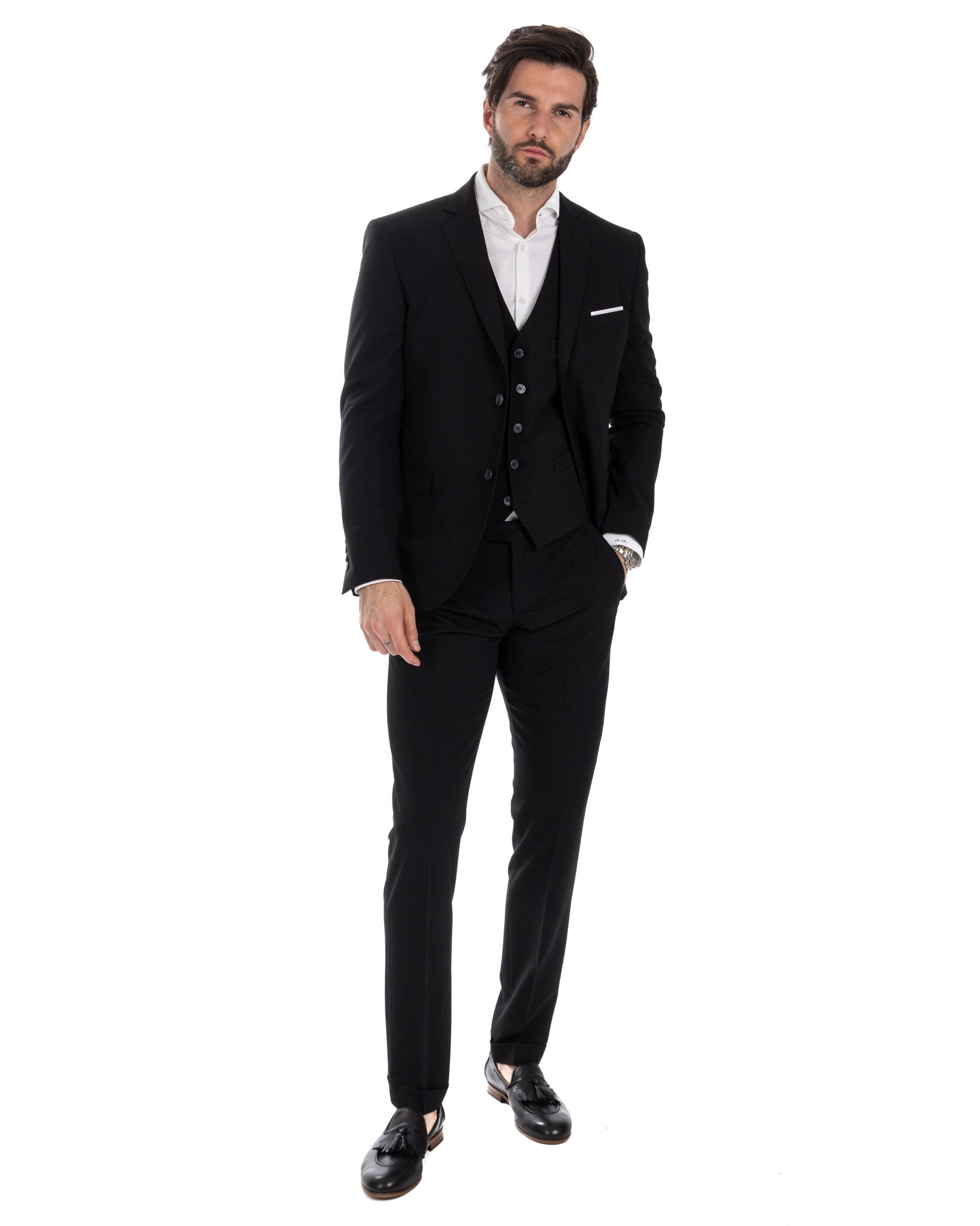 Dresde - gilet noir à simple boutonnage