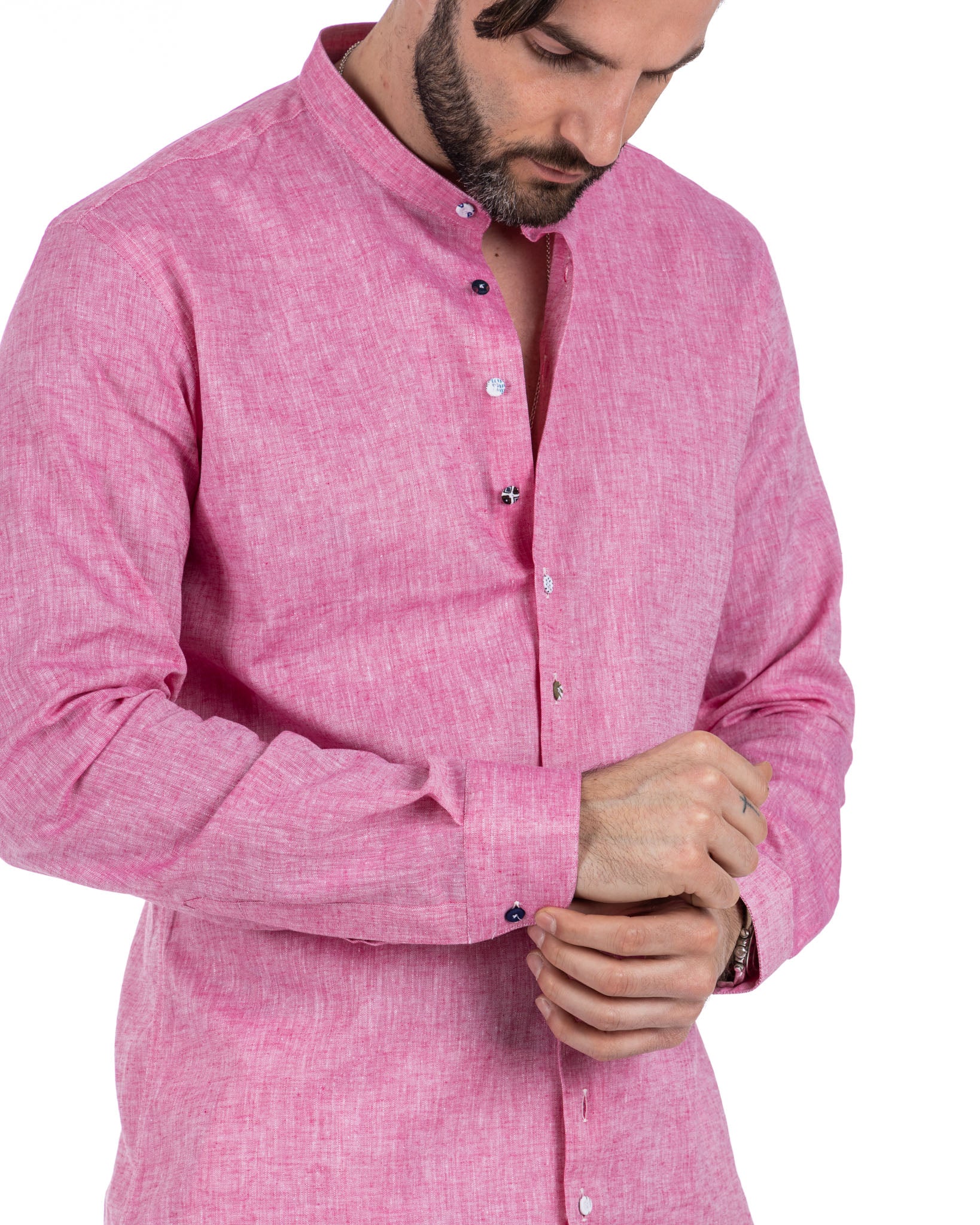Positano - fuchsia linen Korean shirt