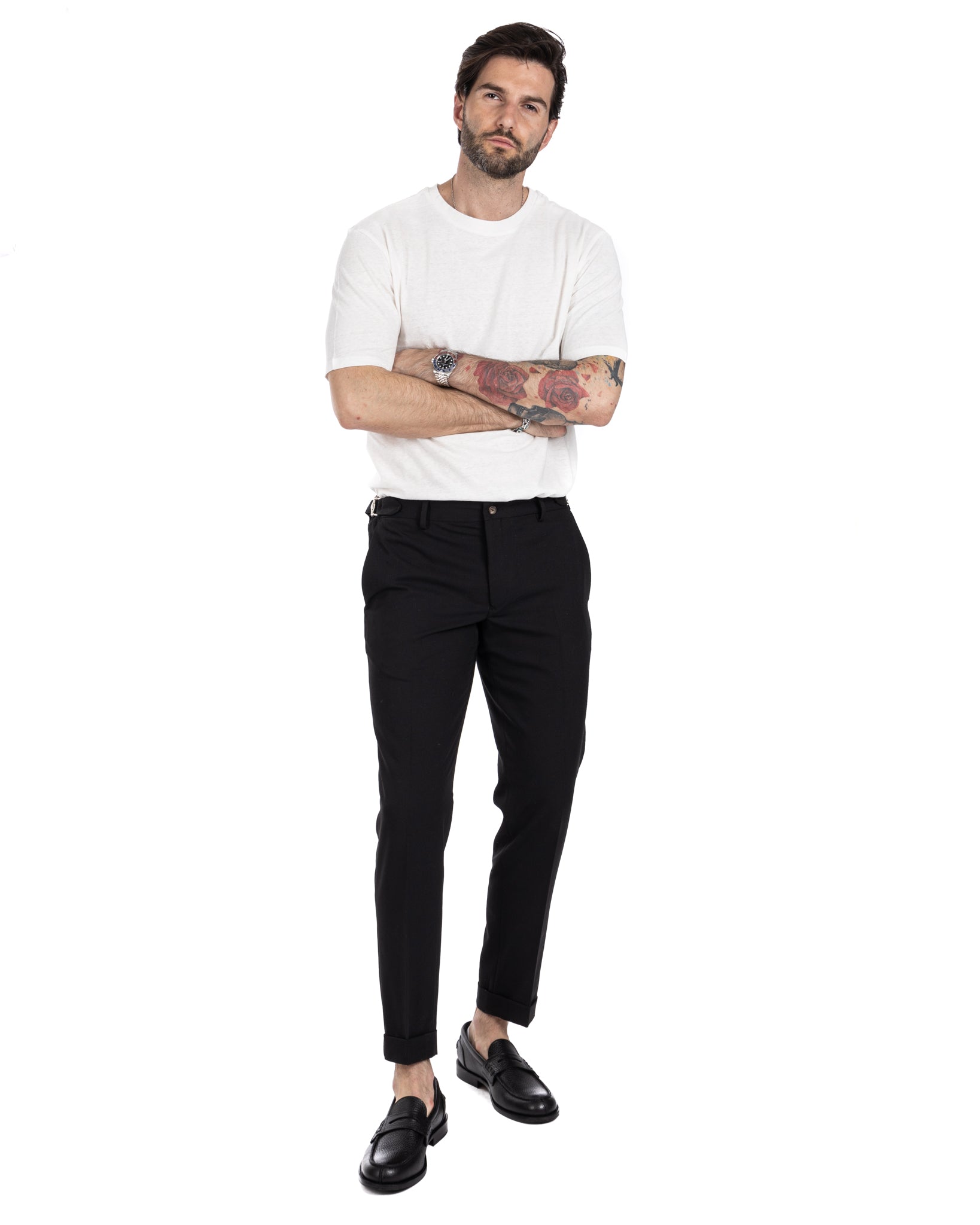 Trani - trousers with black buckles