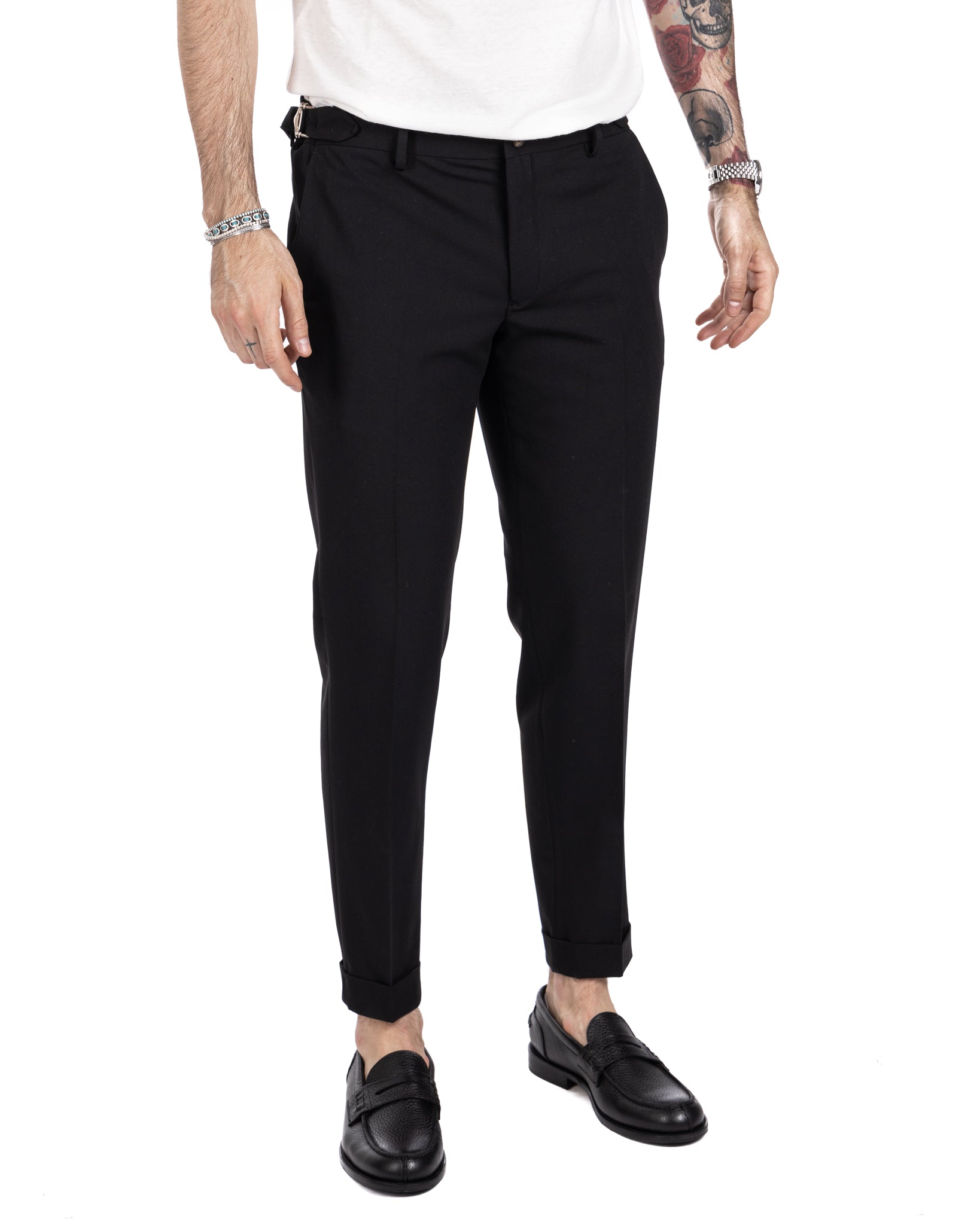 Trani - trousers with black buckles