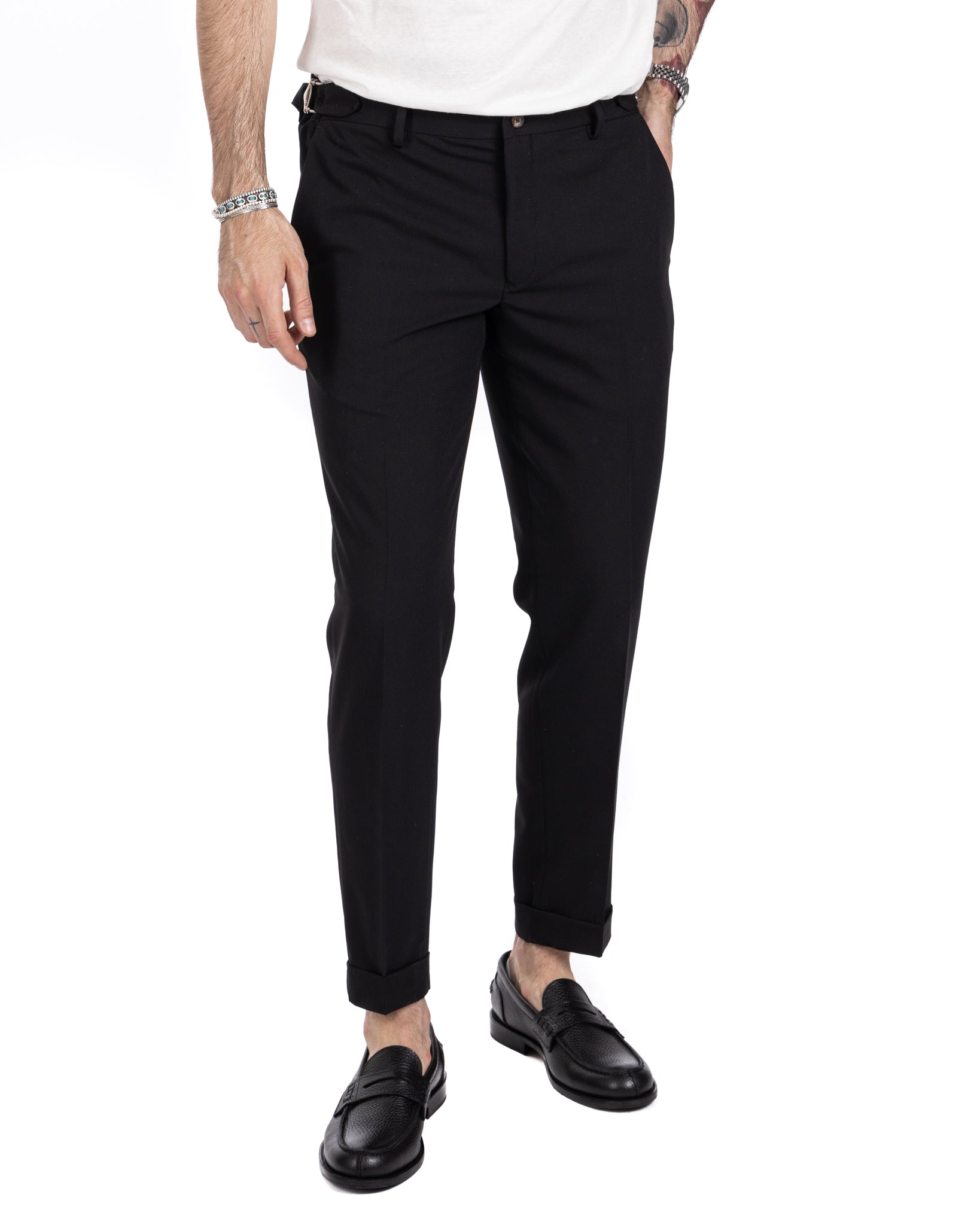 Trani - trousers with black buckles