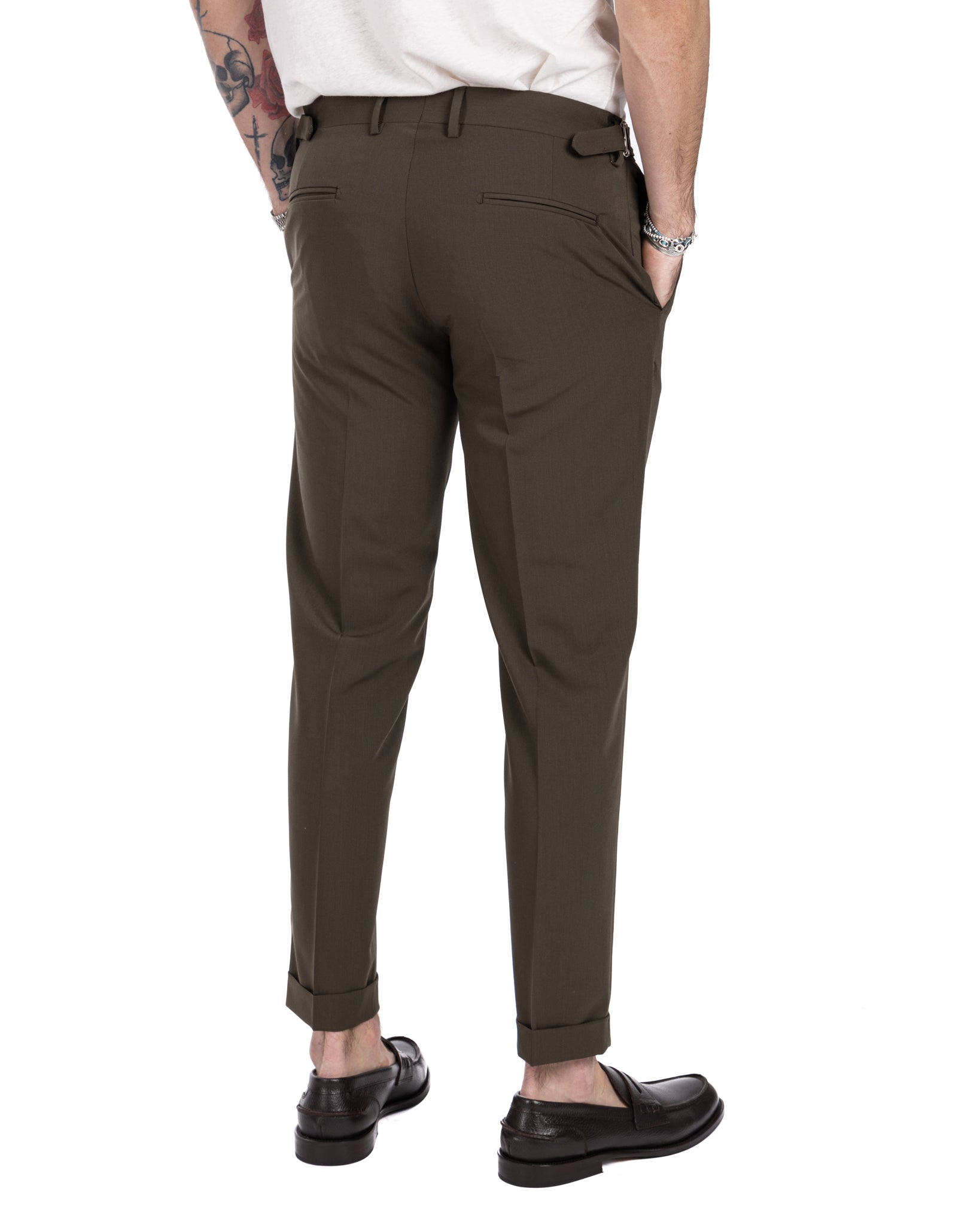 Trani - trousers with military buckles