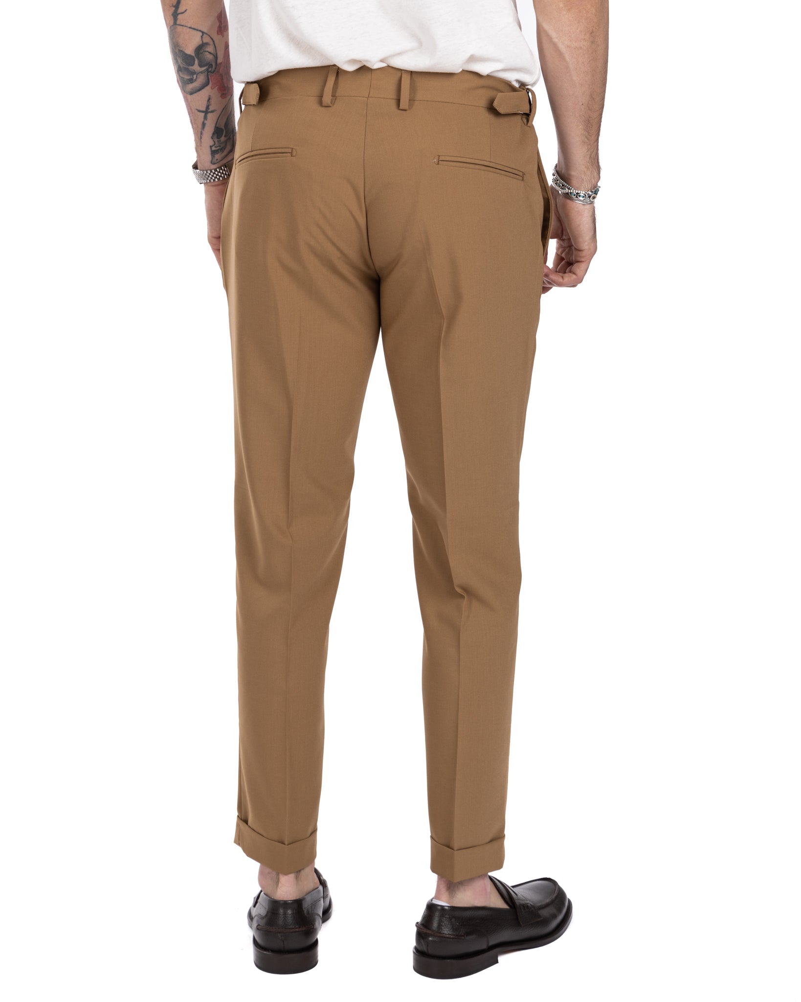 Trani - pantalone con fibbie beige