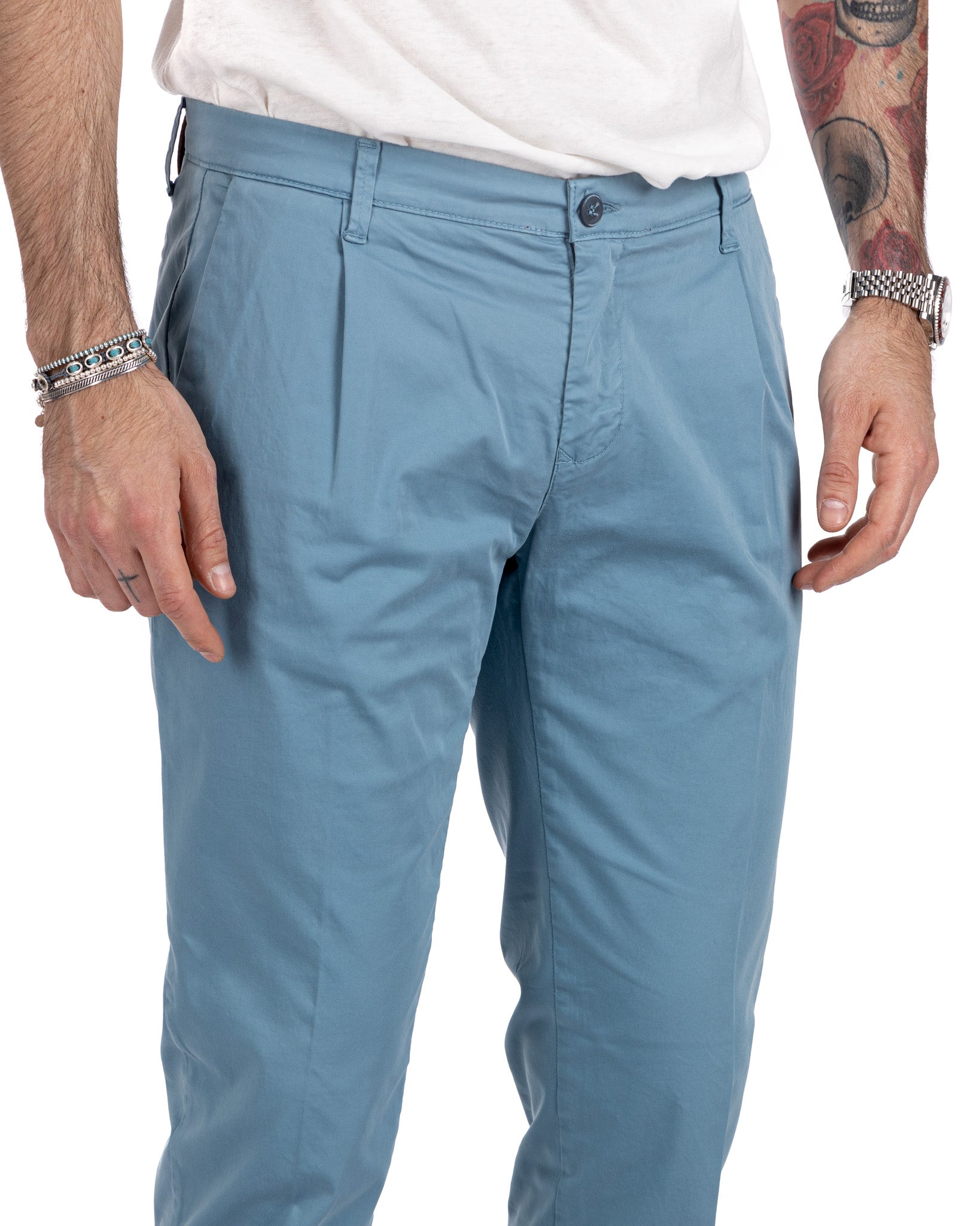 Miles - pantalon plissé bleu clair