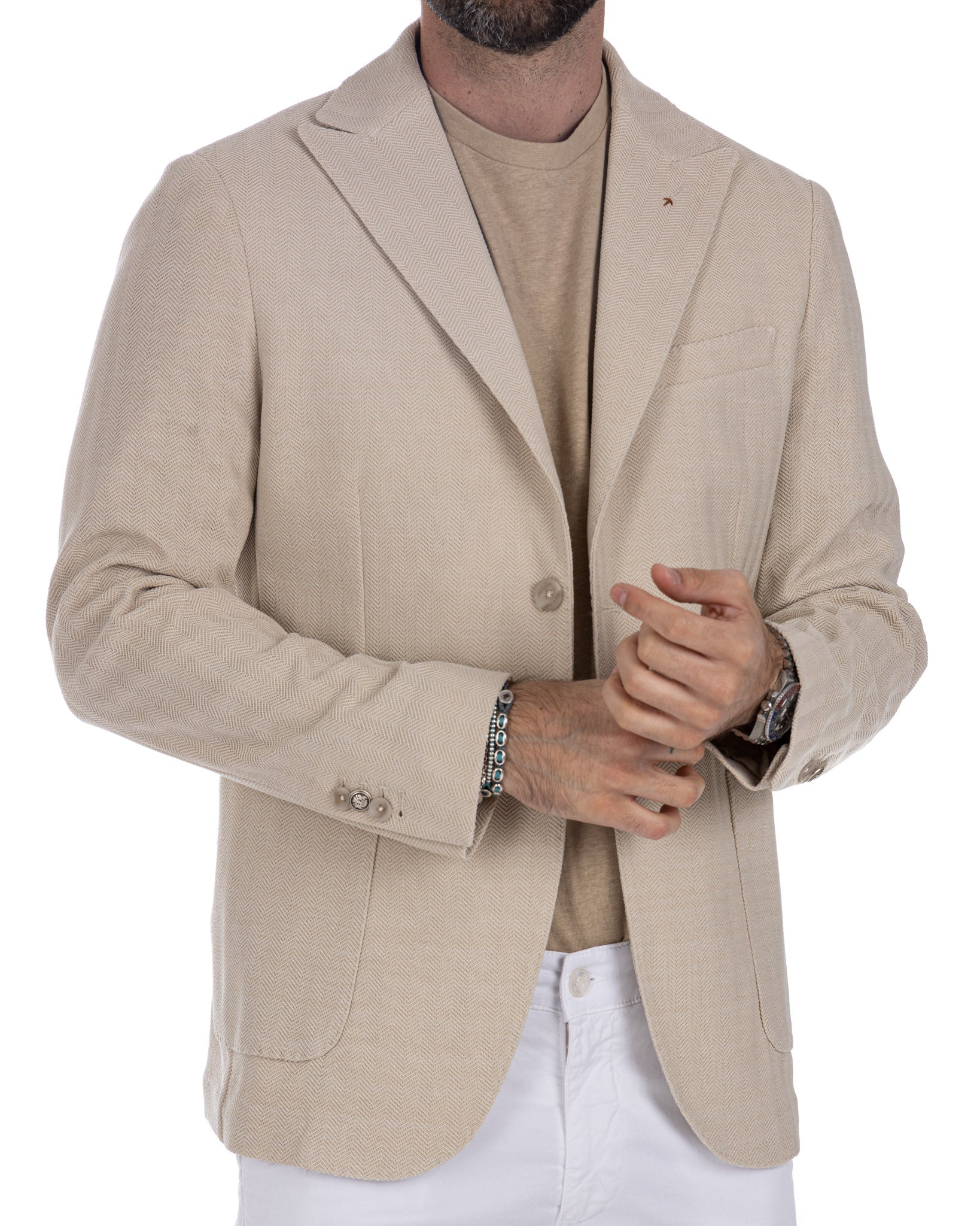 Noto - beige solaro single-breasted jacket