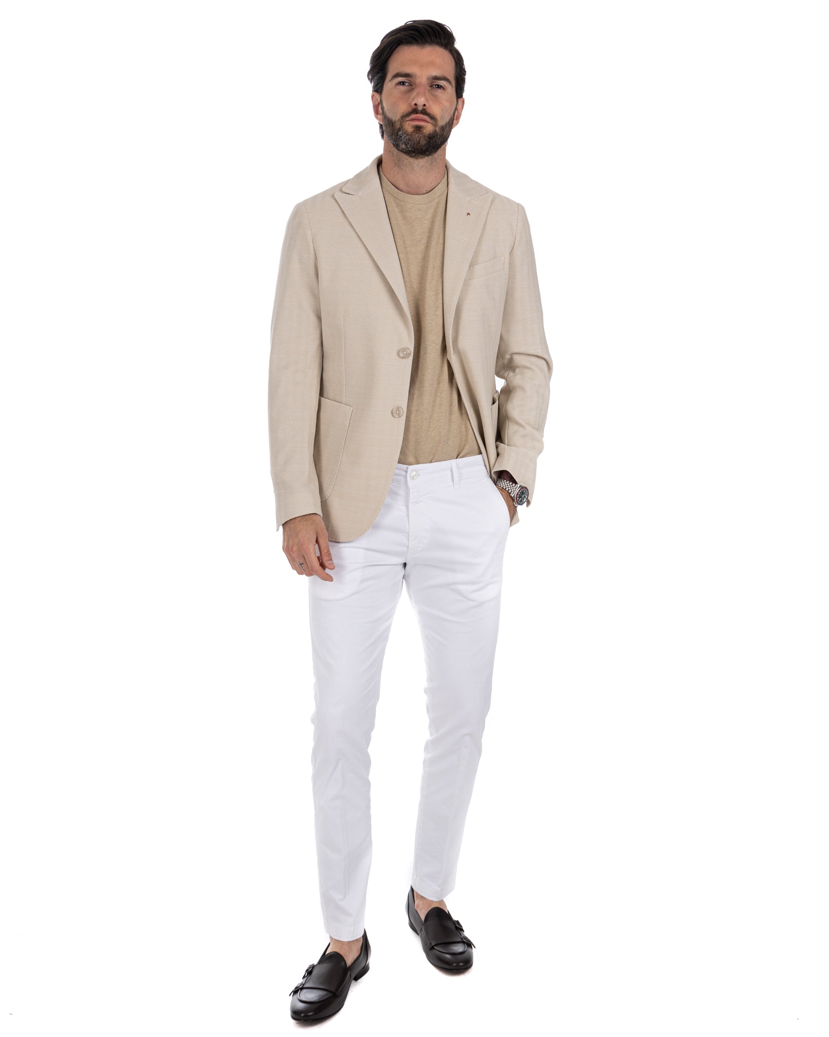 Noto - beige solaro single-breasted jacket