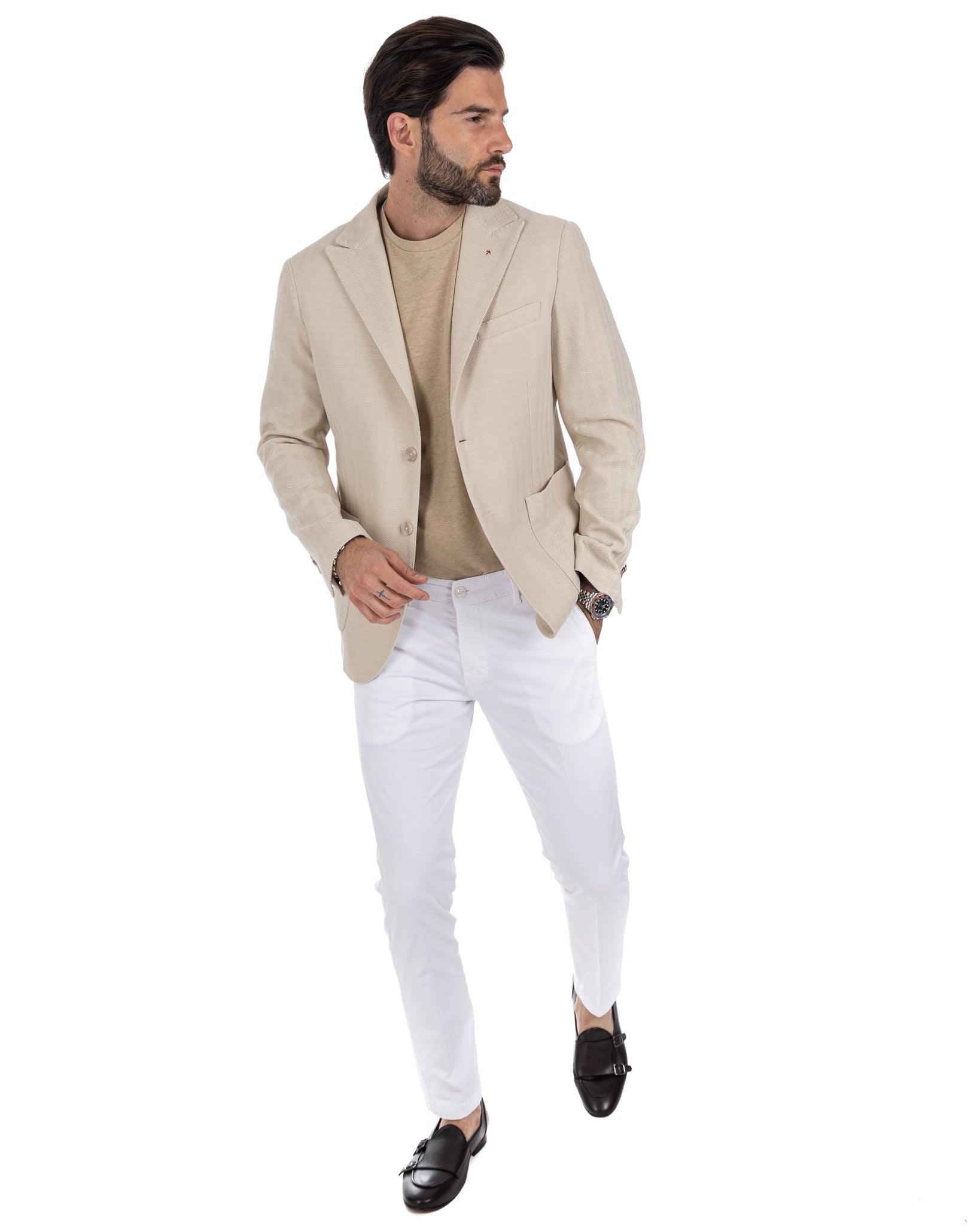 Noto - beige solaro single-breasted jacket