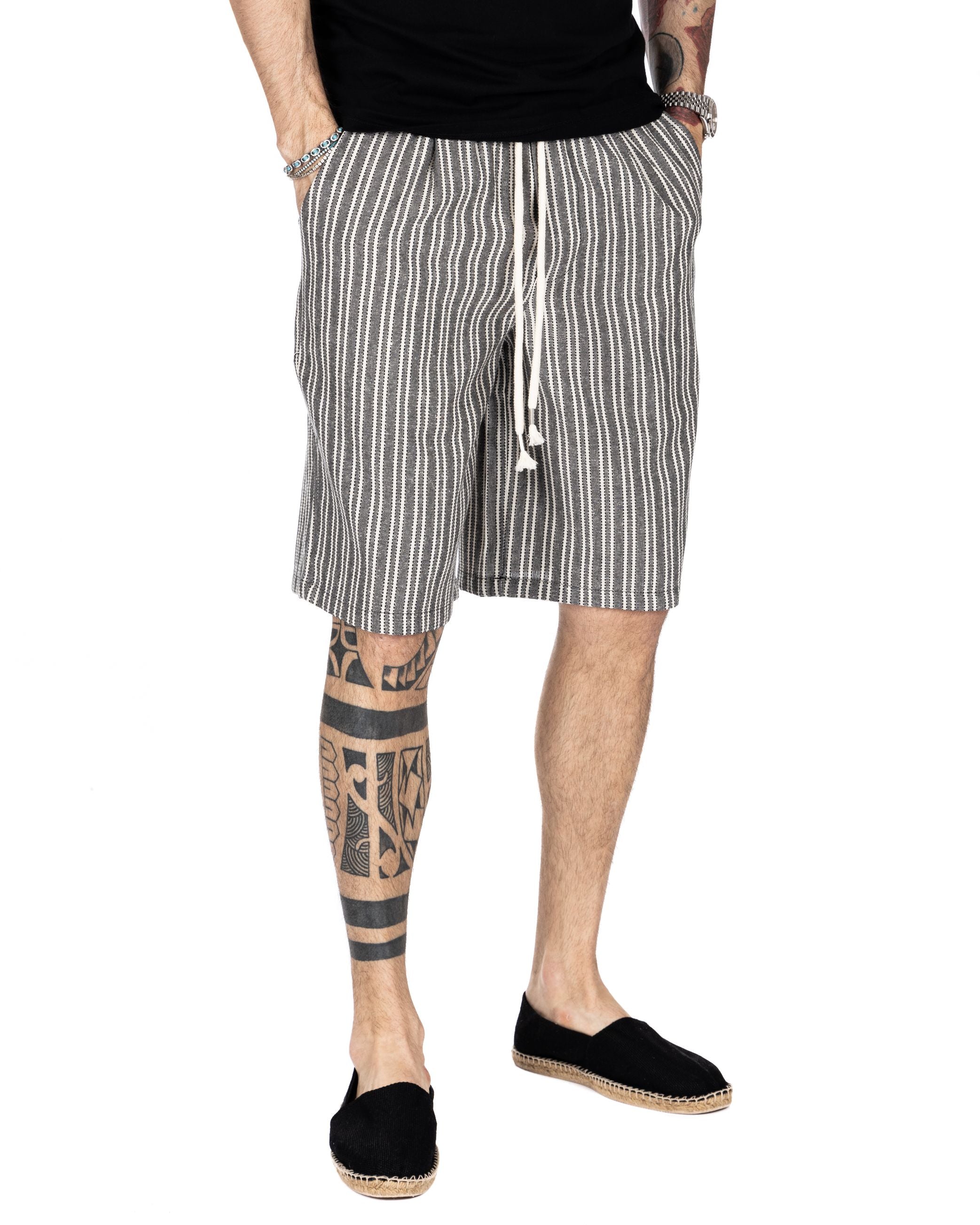DANDY - BLACK PINSTRIPE BERMUDA SHORTS