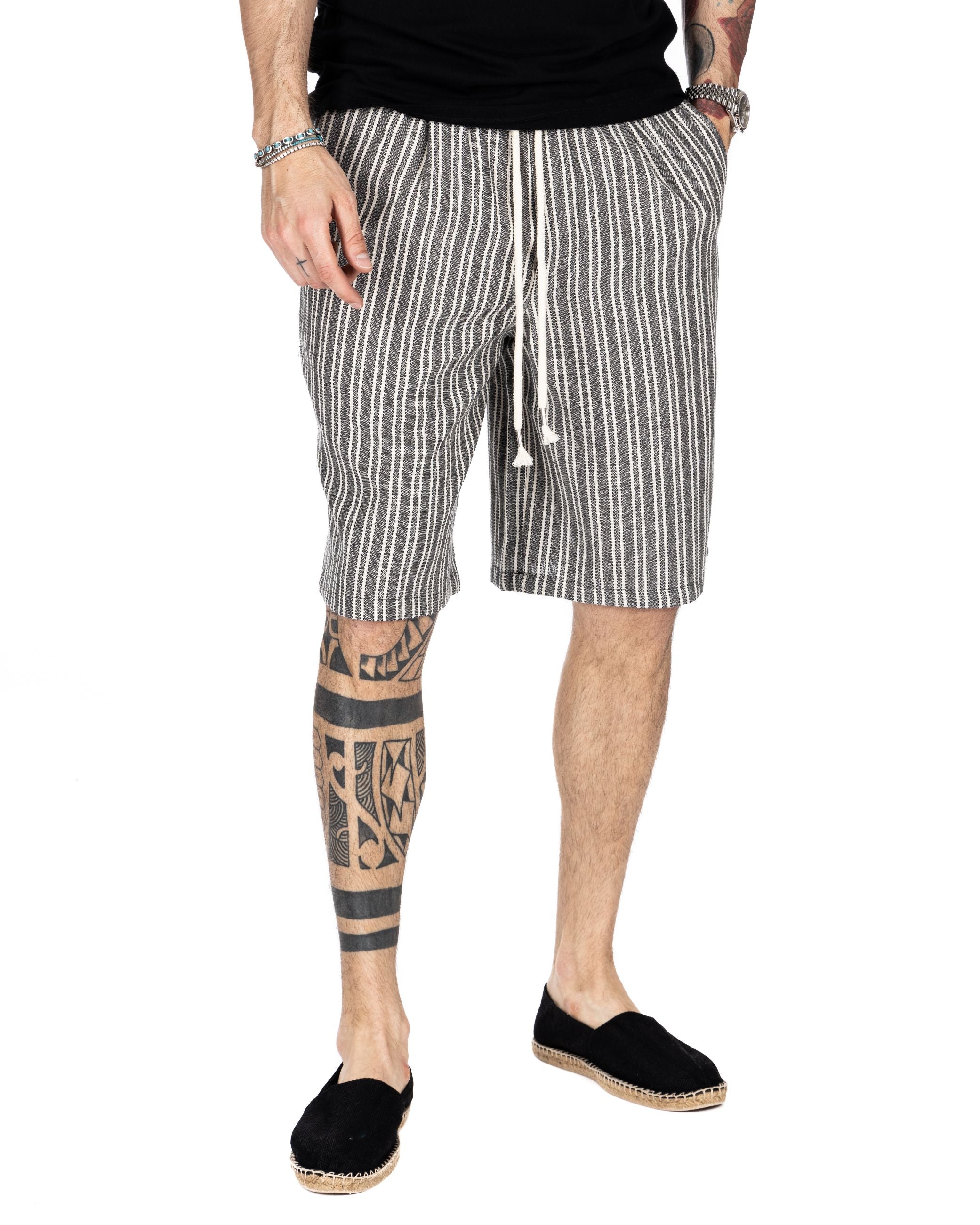 DANDY - BLACK PINSTRIPE BERMUDA SHORTS