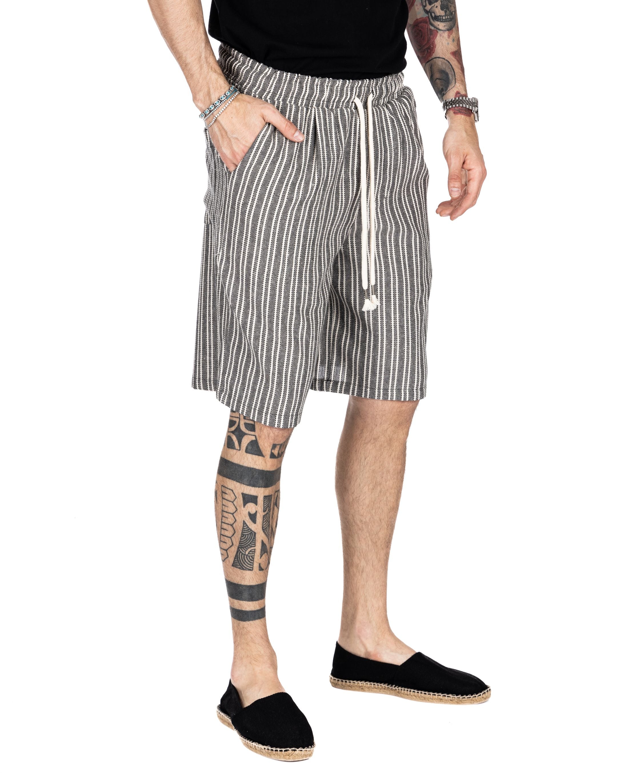 DANDY - BLACK PINSTRIPE BERMUDA SHORTS
