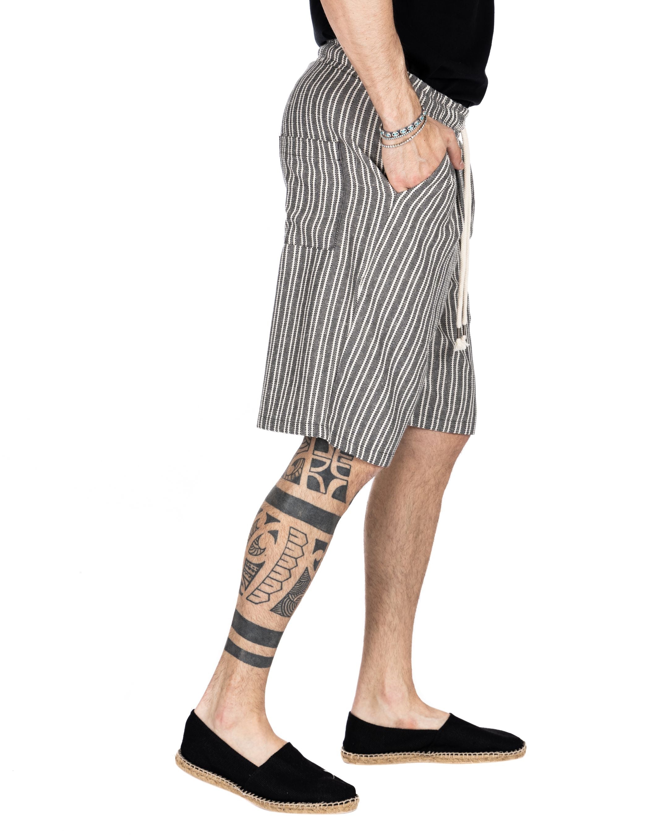 DANDY - BLACK PINSTRIPE BERMUDA SHORTS
