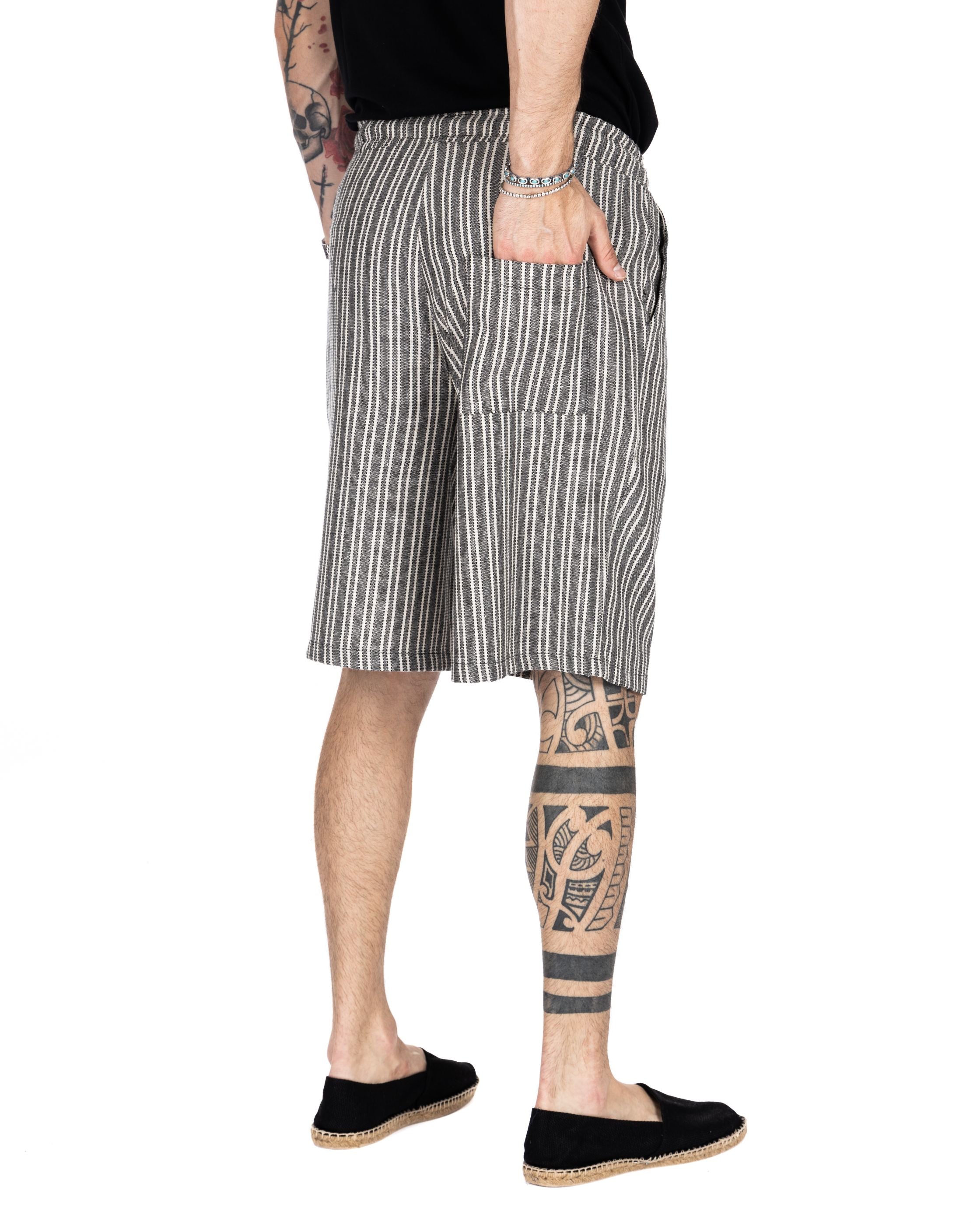 DANDY - BLACK PINSTRIPE BERMUDA SHORTS