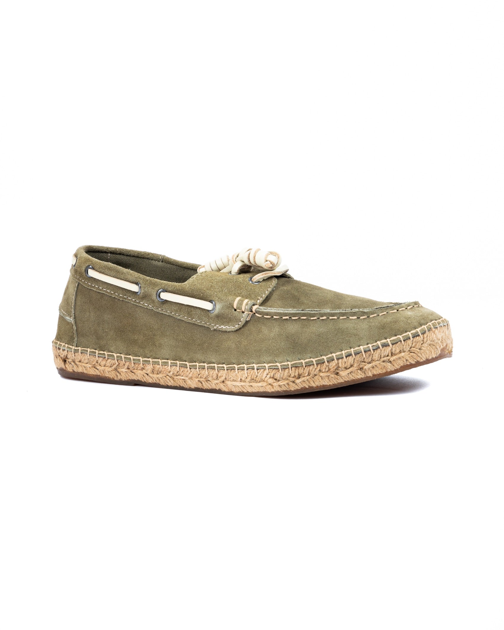 Pompeii - green suede boat with rope bottom