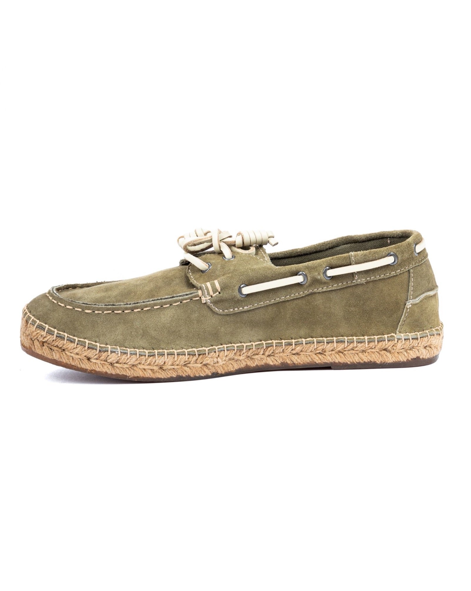 Pompeii - green suede boat with rope bottom