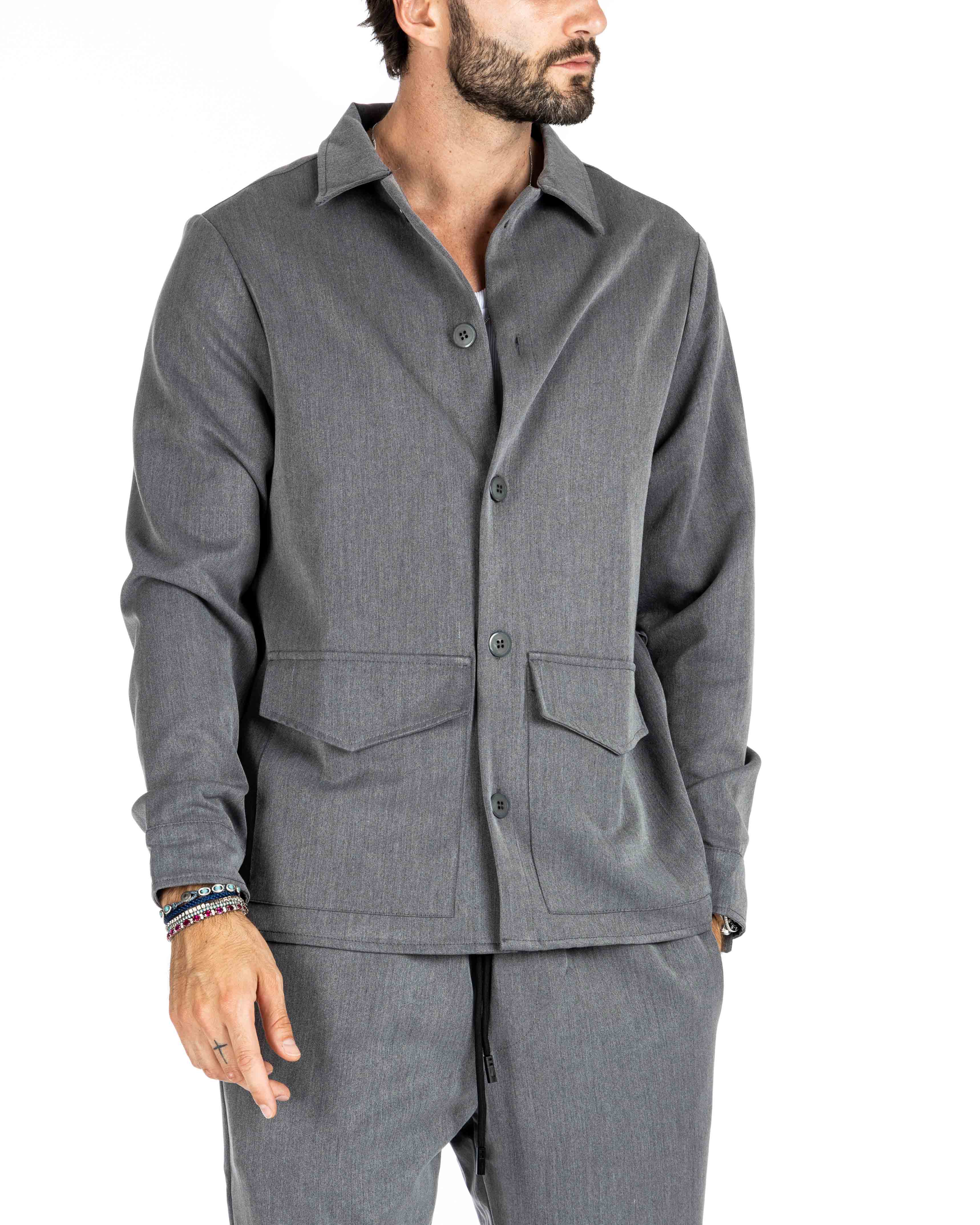 WILLIAM - CAMICIA GRIGIO CON TASCONI