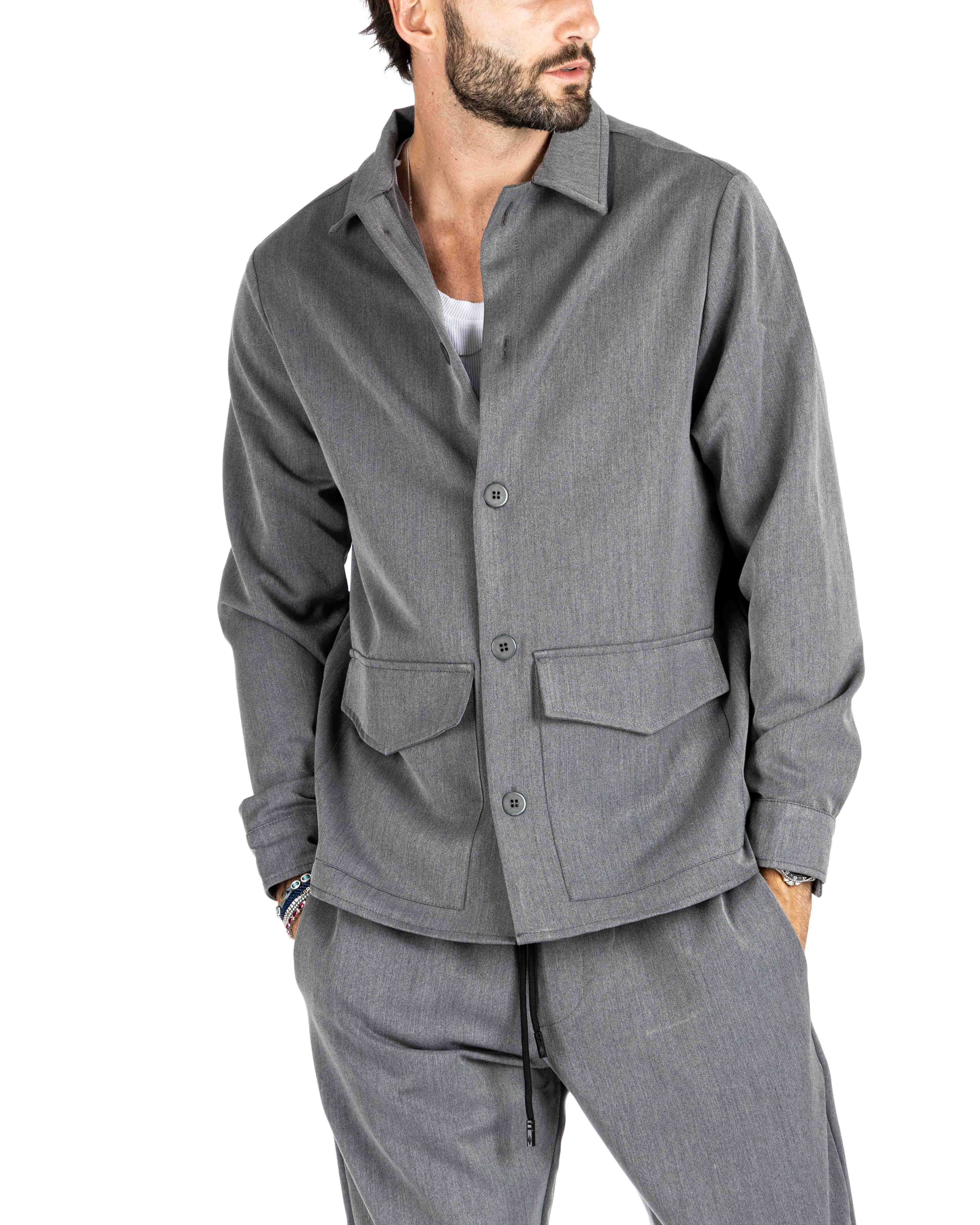 WILLIAM - CAMICIA GRIGIO CON TASCONI