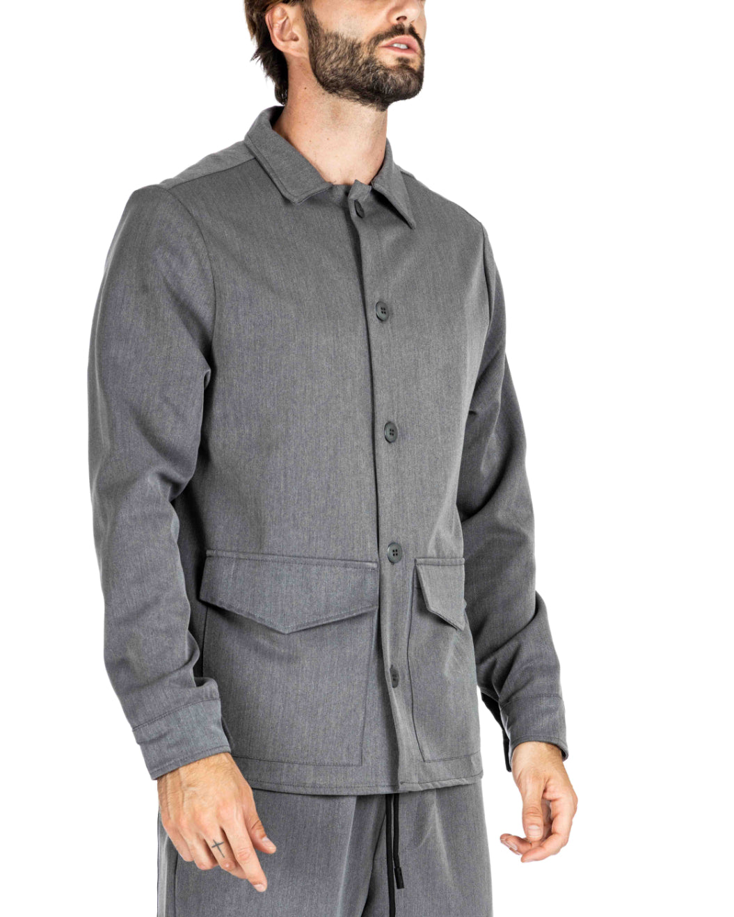 WILLIAM - CAMICIA GRIGIO CON TASCONI