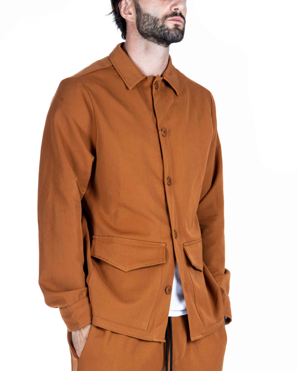 WILLIAM - CHEMISE CAMEL A GRANDES POCHES