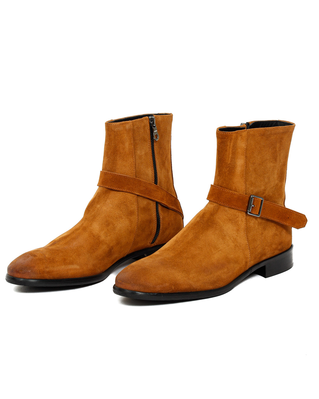 Neil - bottine en daim camel avec bride