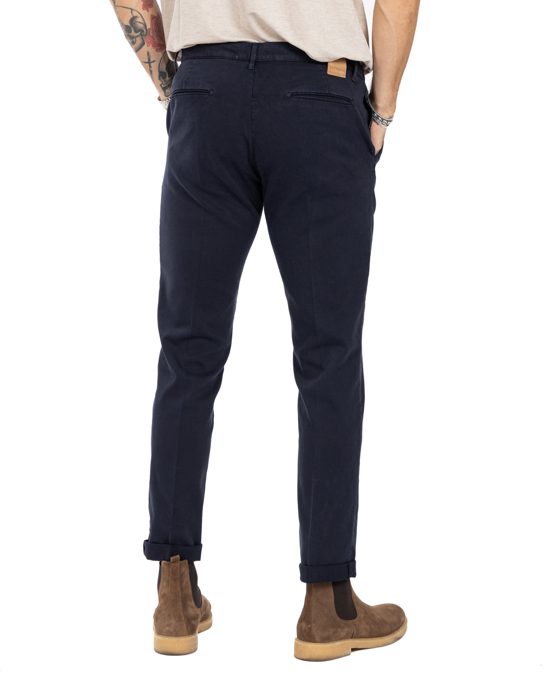 Jack trousers in blue textured cotton