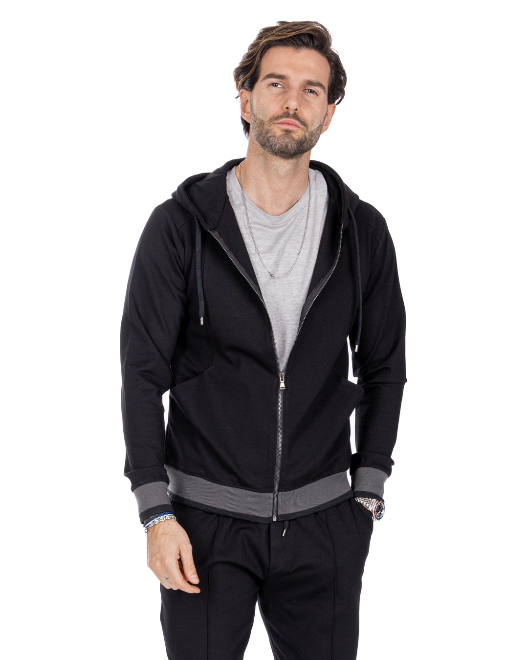 Explorer - Sweat noir point de Milan