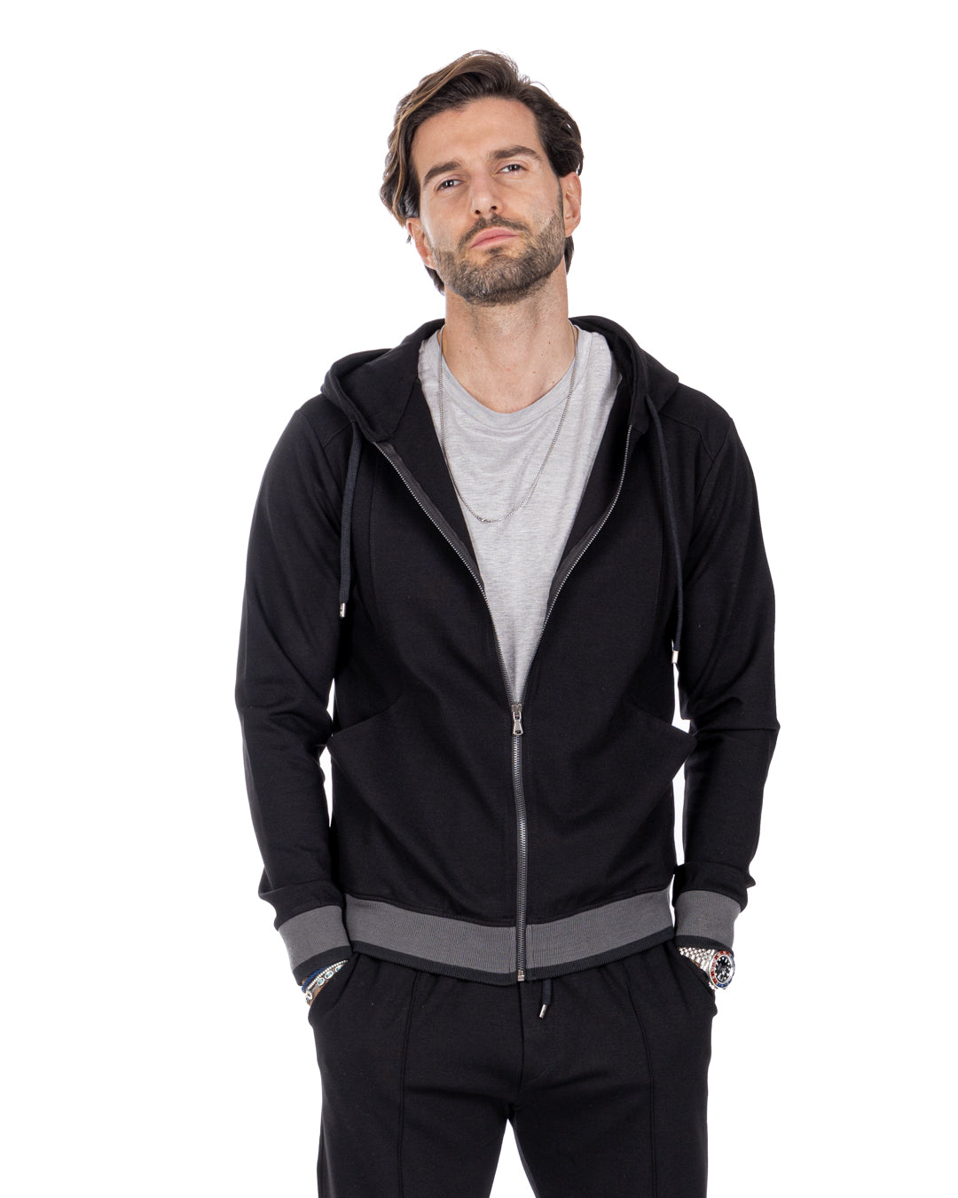 Explorer - Sweat noir point de Milan