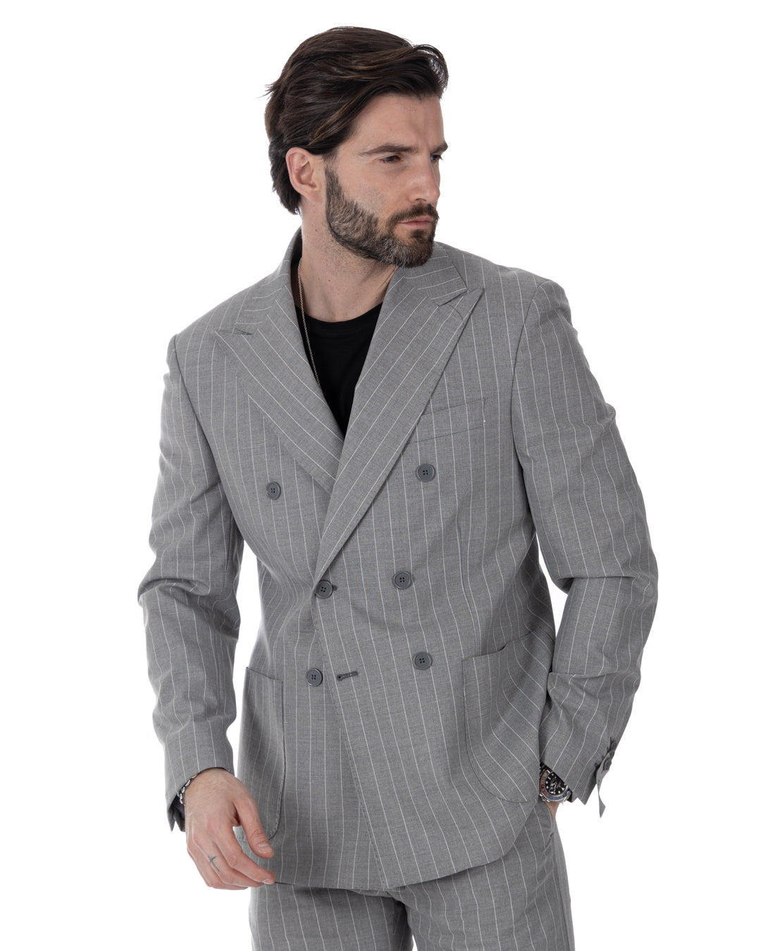 Vienna - gray striped double-breasted suit